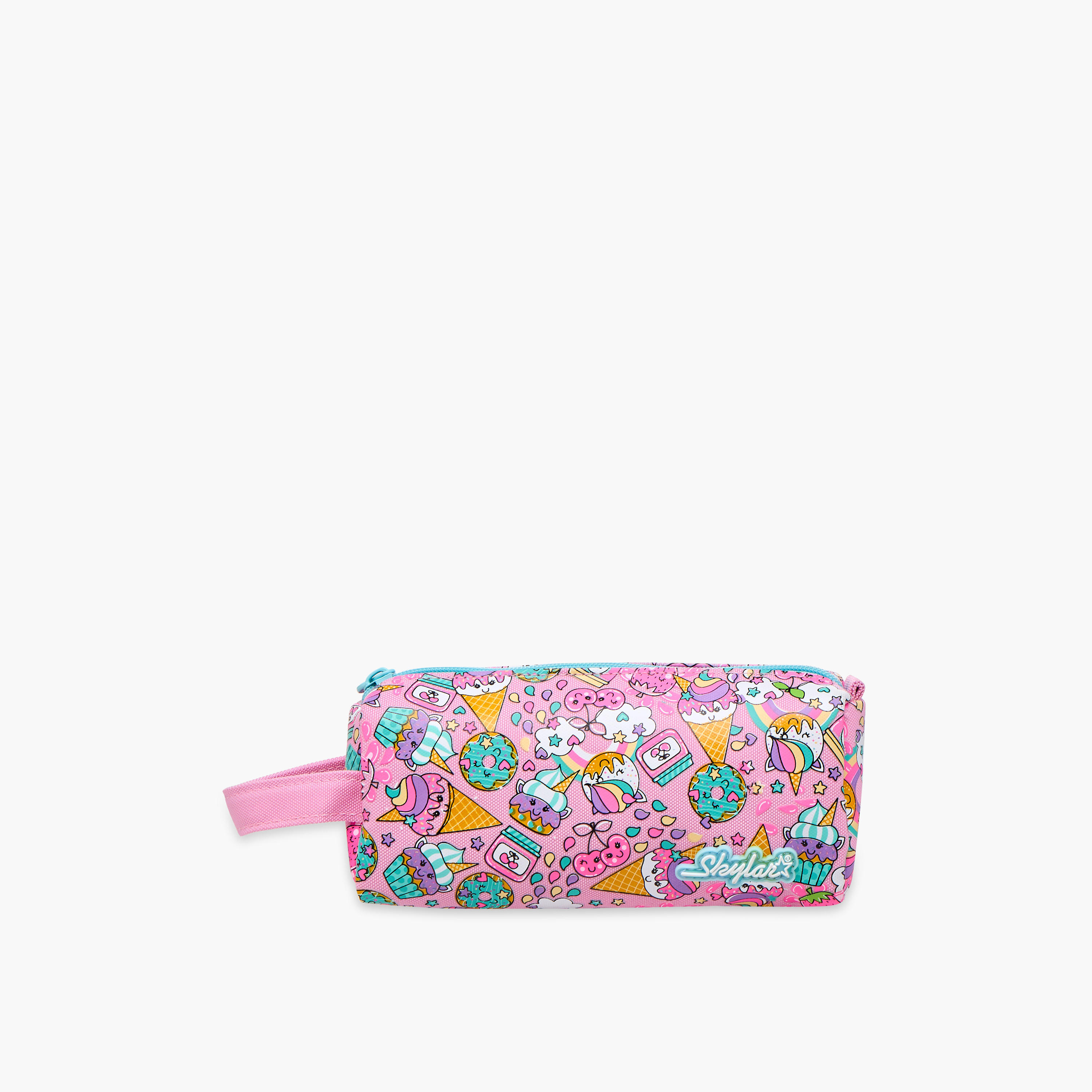 Skylar Ice Cream Print Pencil Pouch with Zip Closure-school-stationery-pencilcases-image-1