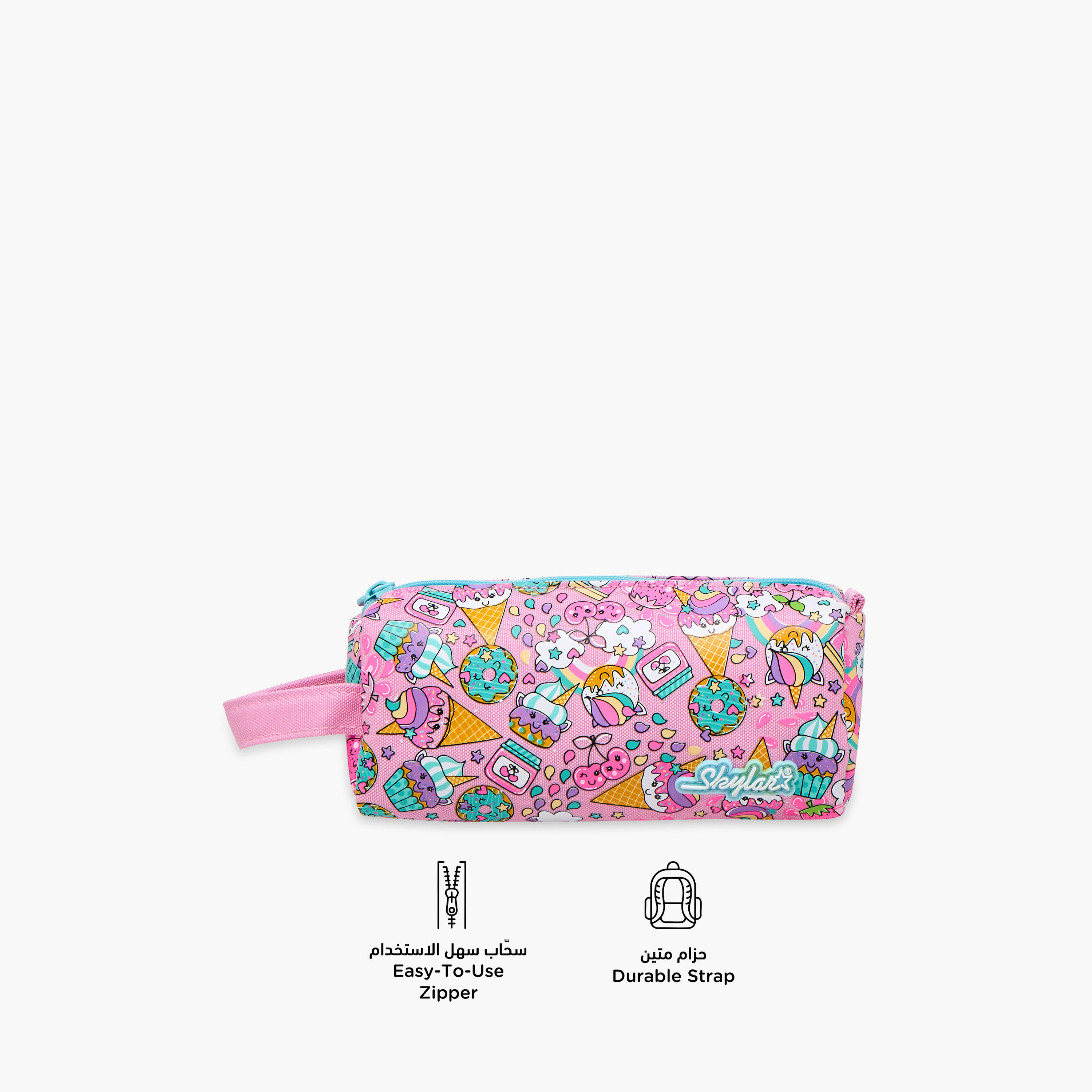 Skylar Ice Cream Print Pencil Pouch with Zip Closure-school-stationery-pencilcases-image-4