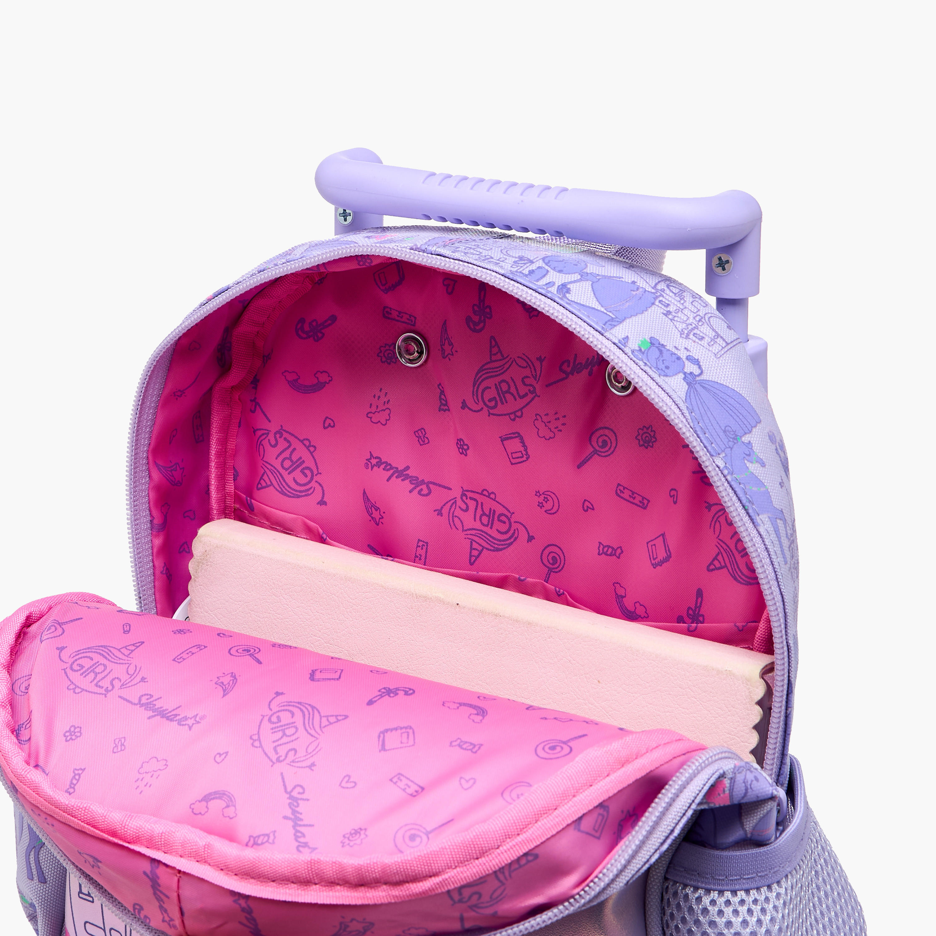 شنطة ترولي للبنات 2-5 سنوات بأحزمة كتف مبطّنة وتصميم دمية من سكايلر-school-bagsandbackpacks-trolleybags-image-12