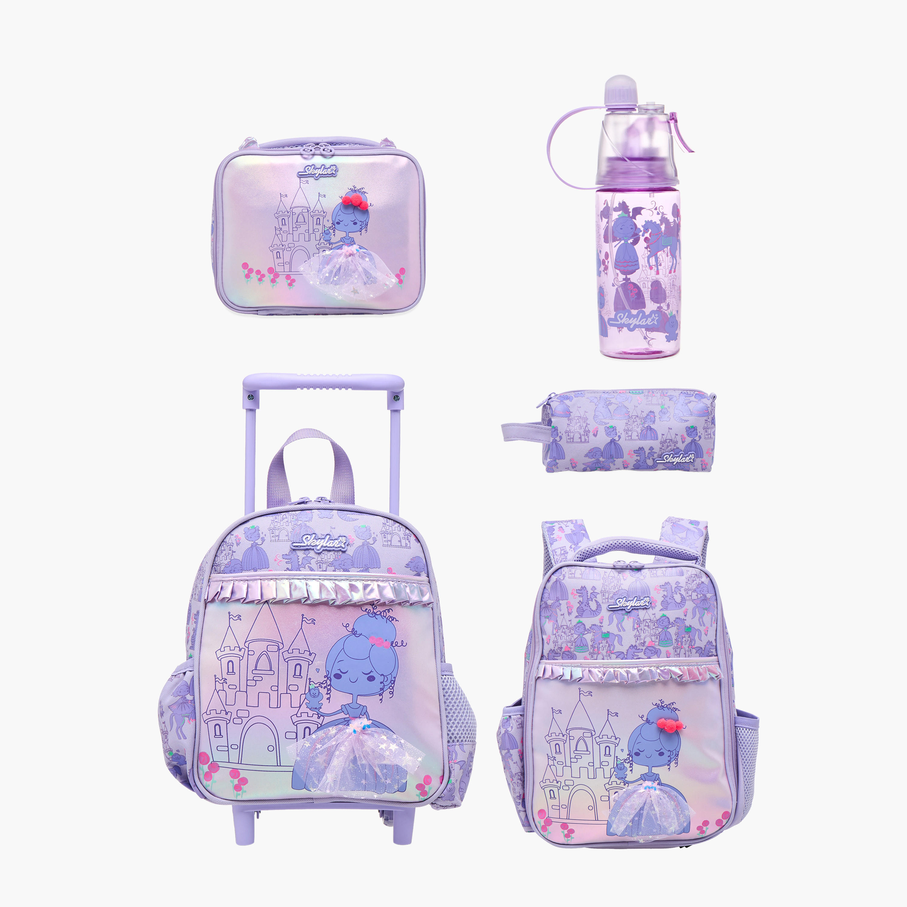 شنطة ترولي للبنات 2-5 سنوات بأحزمة كتف مبطّنة وتصميم دمية من سكايلر-school-bagsandbackpacks-trolleybags-image-13