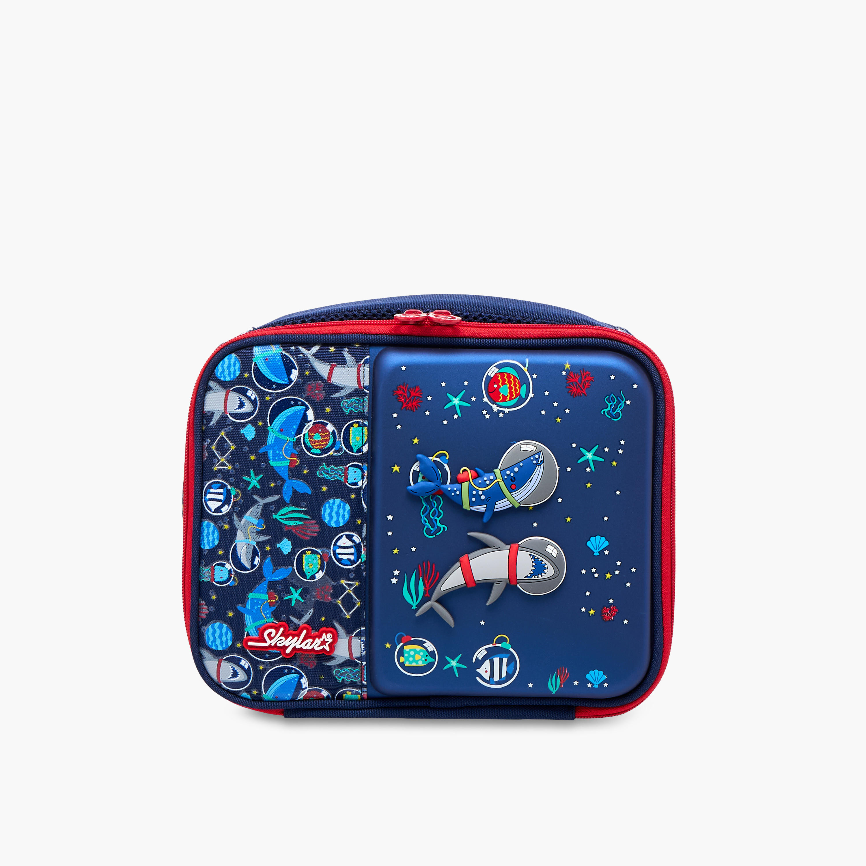 Skylar Astronaut Shark Print Lunch Bag with Zip Closure-school-lunchessentials-lunchbags-image-1
