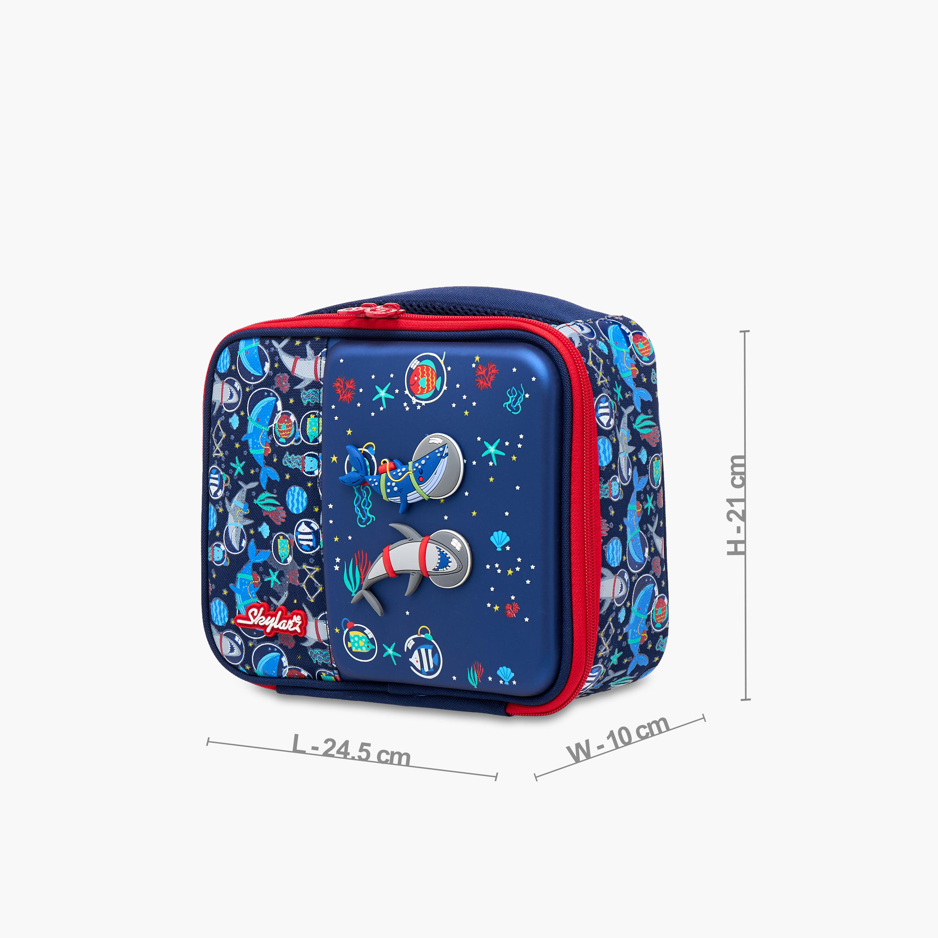 Skylar Astronaut Shark Print Lunch Bag with Zip Closure-school-lunchessentials-lunchbags-image-2