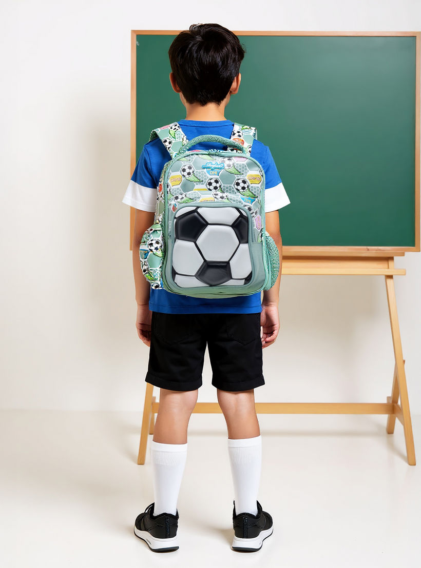 Skylar 3D Football Print Backpack with Adjustable Straps and Zip Closure - 24x12x36 cms-school-bagsandbackpacks-backpacks-image-2