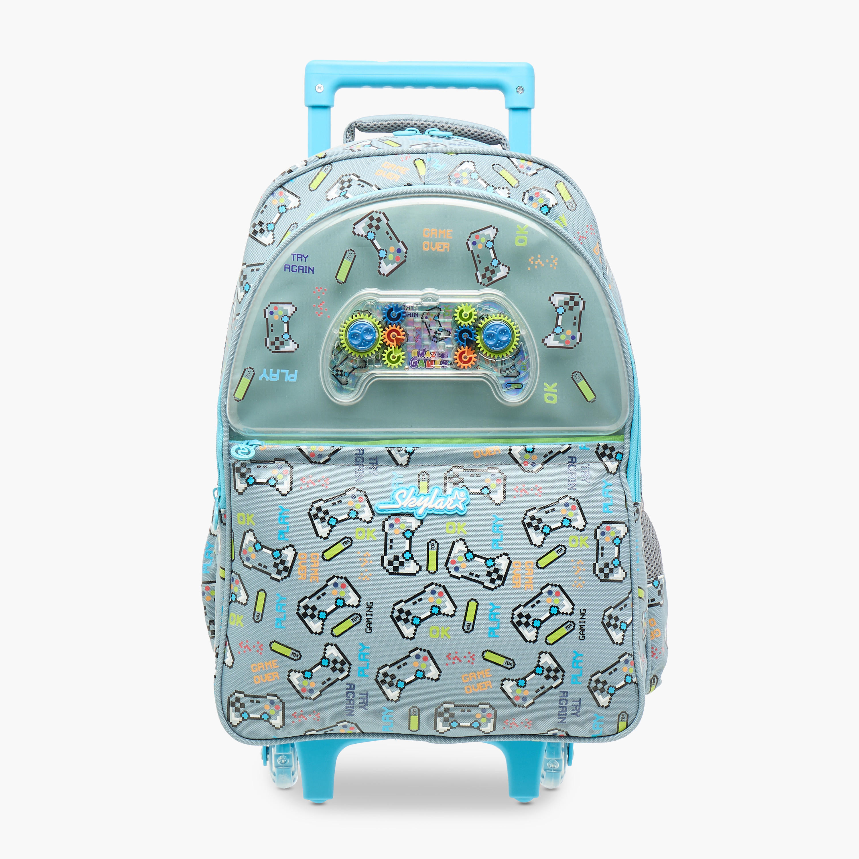 Skylar Gaming Print Trolley Backpack with Retractable Handle - 25x10x21 cms-school-bagsandbackpacks-trolleybags-image-1