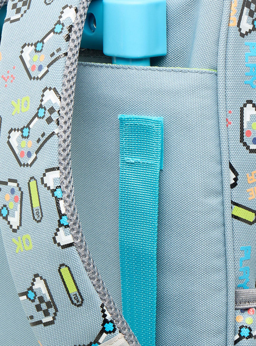 Skylar Gaming Print Trolley Backpack with Retractable Handle - 25x10x21 cms-school-bagsandbackpacks-trolleybags-image-10