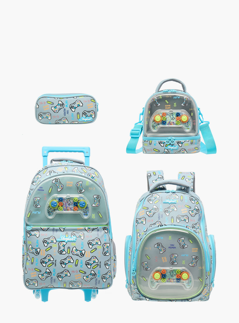 Skylar Gaming Print Trolley Backpack with Retractable Handle - 25x10x21 cms-school-bagsandbackpacks-trolleybags-image-16