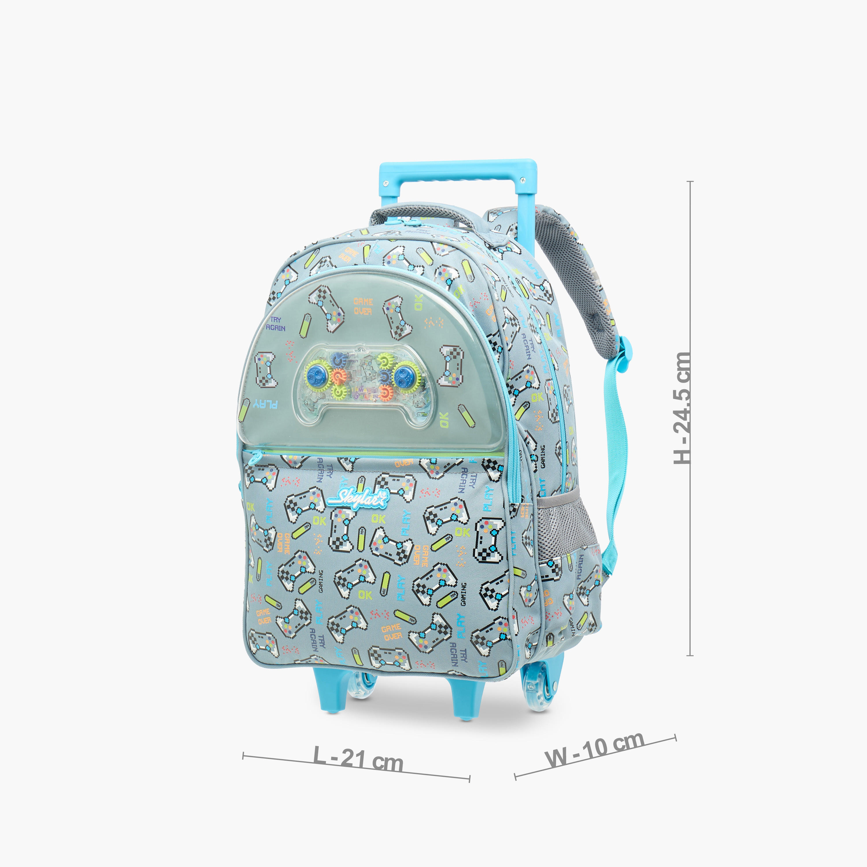 Skylar Gaming Print Trolley Backpack with Retractable Handle - 25x10x21 cms-school-bagsandbackpacks-trolleybags-image-2