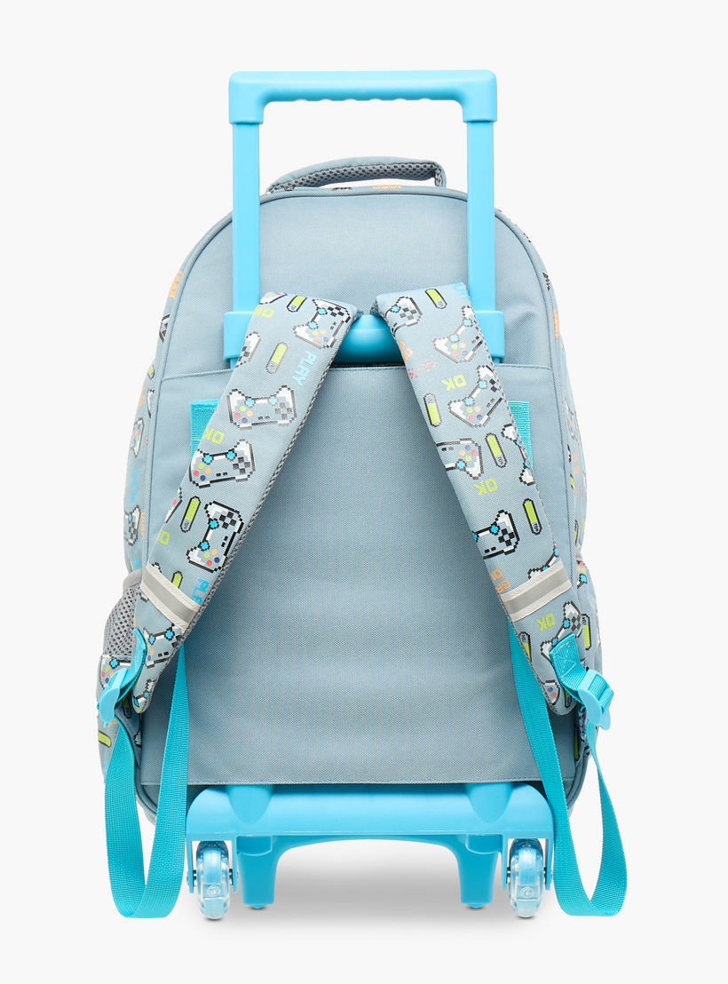 Skylar Gaming Print Trolley Backpack with Retractable Handle - 25x10x21 cms-school-bagsandbackpacks-trolleybags-image-5