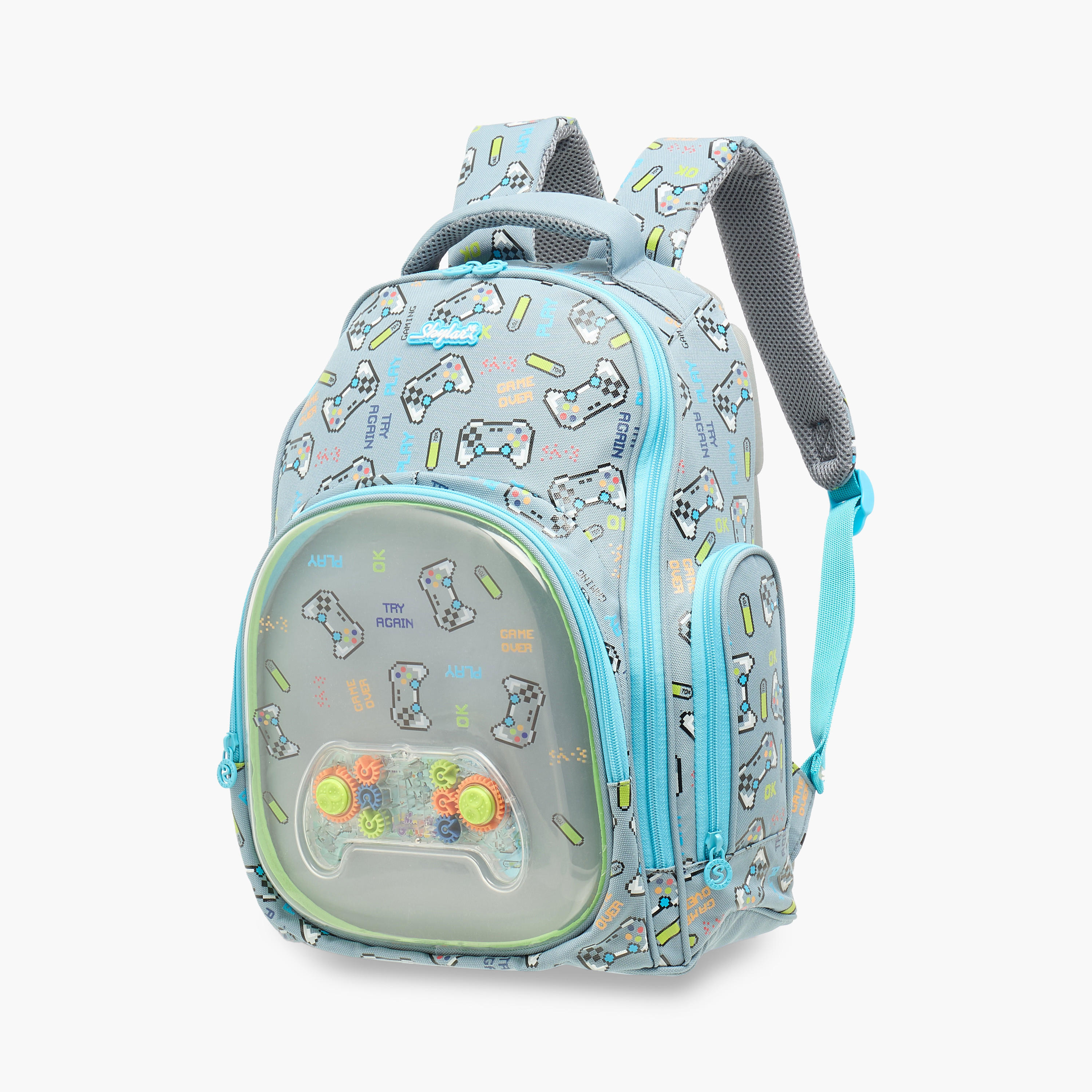 Skylar Gamer Print Backpack with Adjustable Straps and Zip Closure - 21x10x10 cms-school-bagsandbackpacks-backpacks-image-2