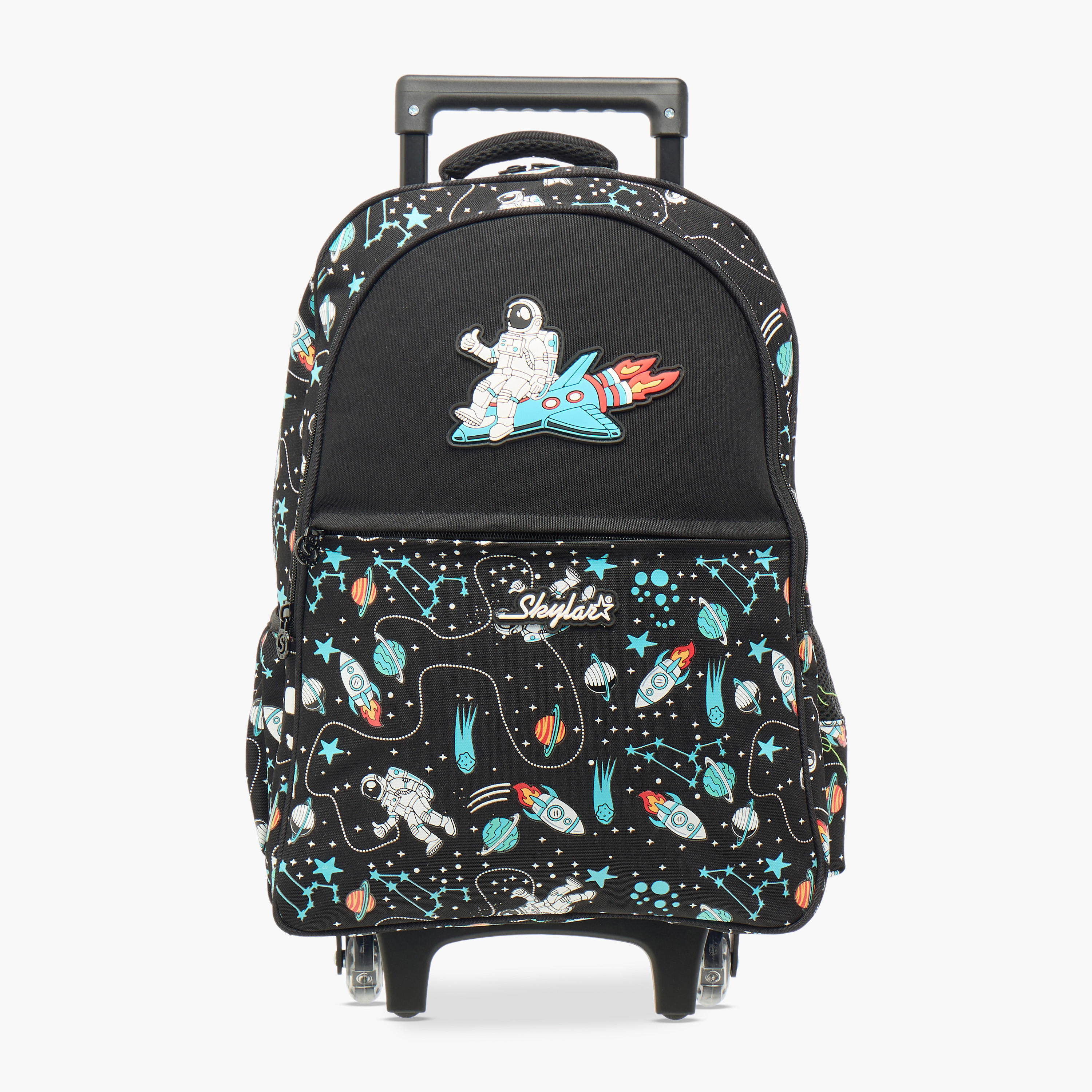 Skylar Astronaut Glow-in-the-Dark Print Trolley Backpack with Retractable Handle - 27x14x21 cms-school-bagsandbackpacks-trolleybags-image-1