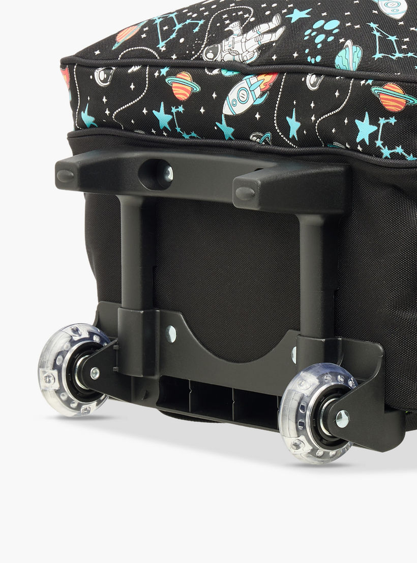 Skylar Astronaut Glow-in-the-Dark Print Trolley Backpack with Retractable Handle - 27x14x21 cms-school-bagsandbackpacks-trolleybags-image-14
