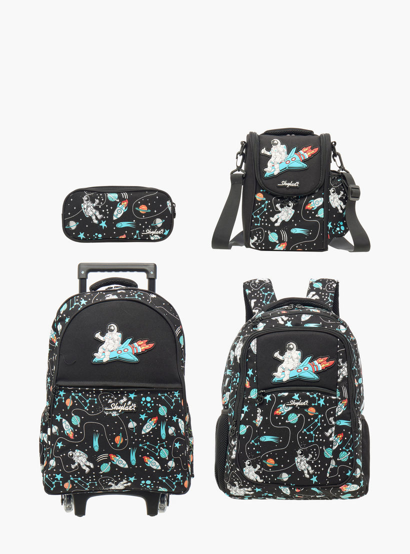 Skylar Astronaut Glow-in-the-Dark Print Trolley Backpack with Retractable Handle - 27x14x21 cms-school-bagsandbackpacks-trolleybags-image-17
