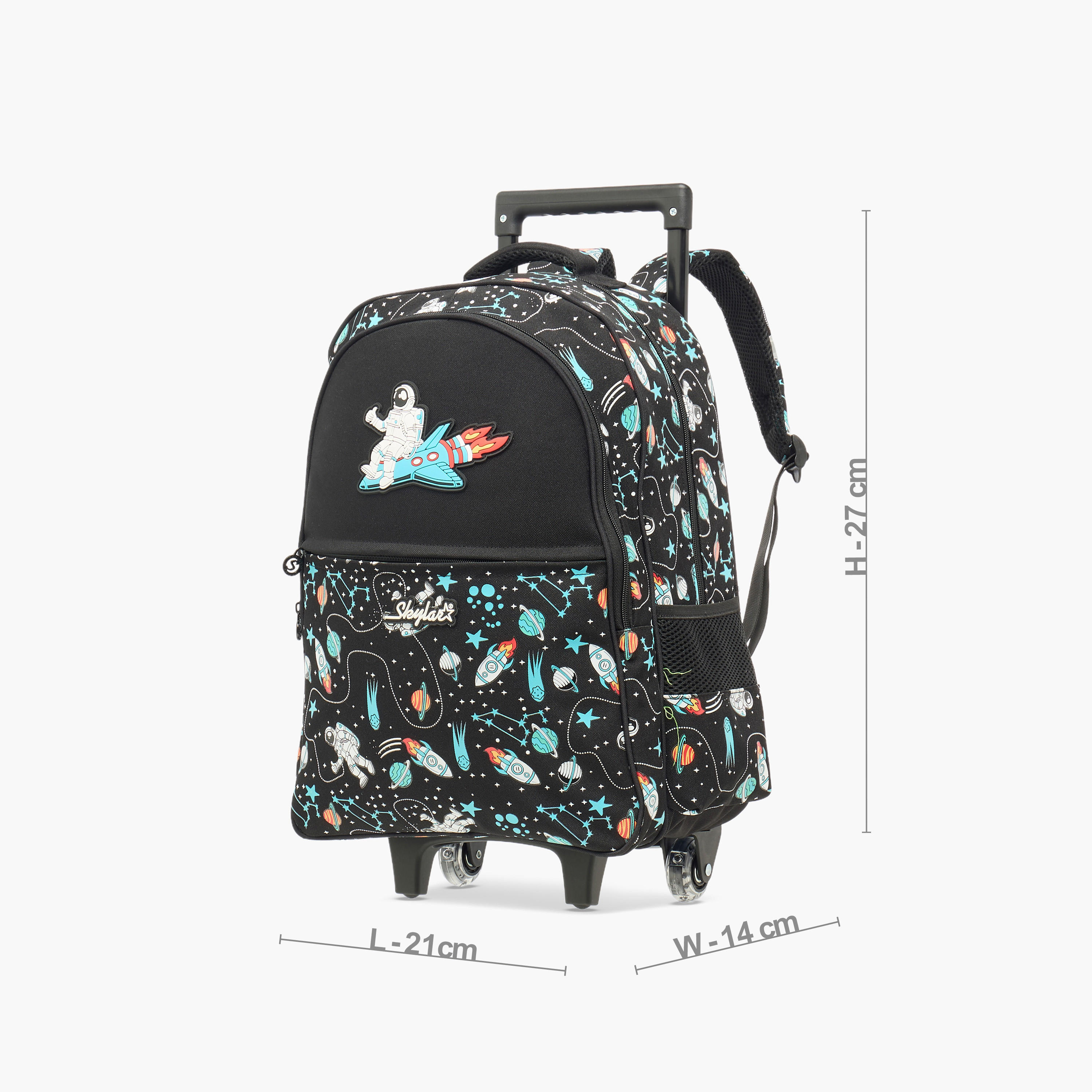 Skylar Astronaut Glow-in-the-Dark Print Trolley Backpack with Retractable Handle - 27x14x21 cms-school-bagsandbackpacks-trolleybags-image-4