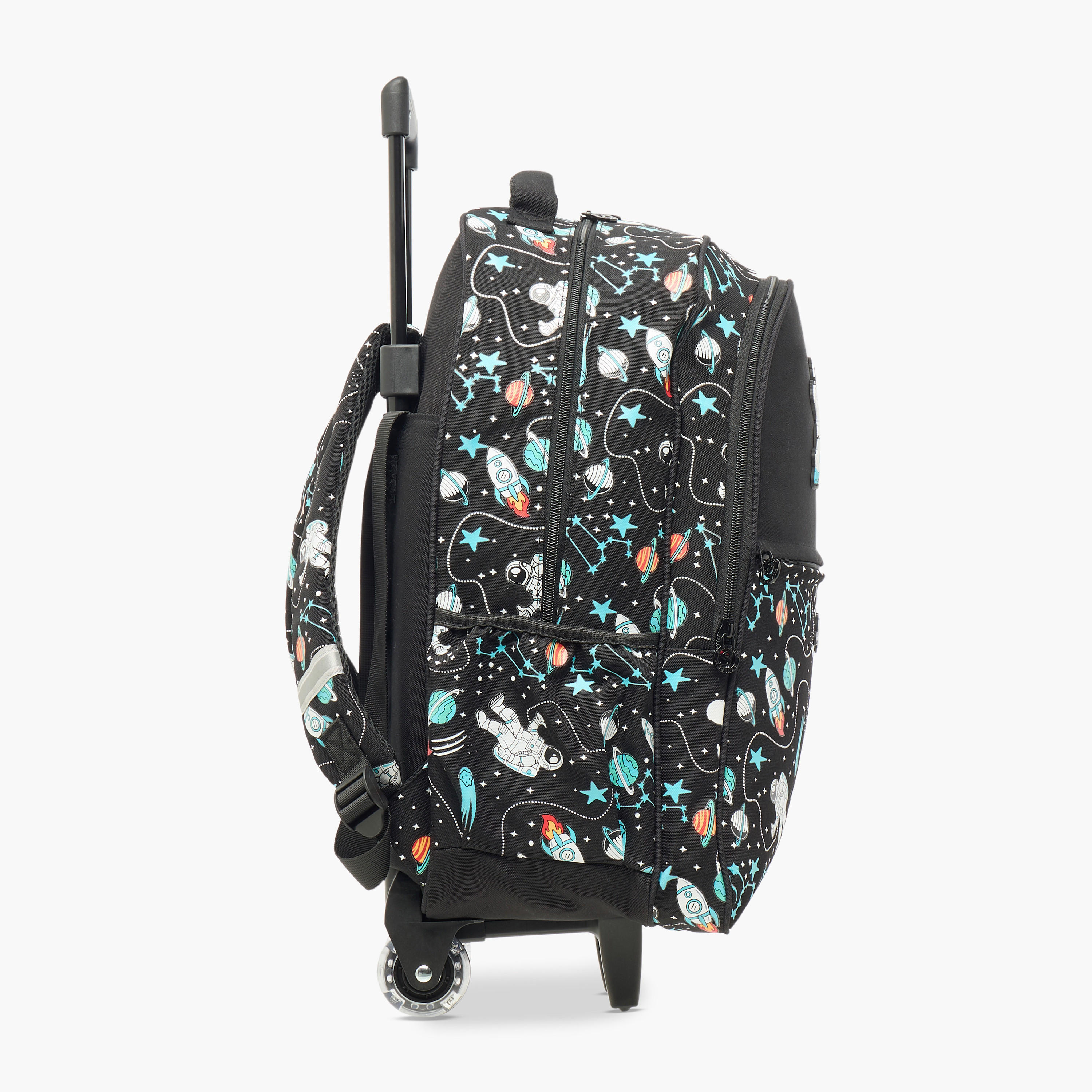 Skylar Astronaut Glow-in-the-Dark Print Trolley Backpack with Retractable Handle - 27x14x21 cms-school-bagsandbackpacks-trolleybags-image-5