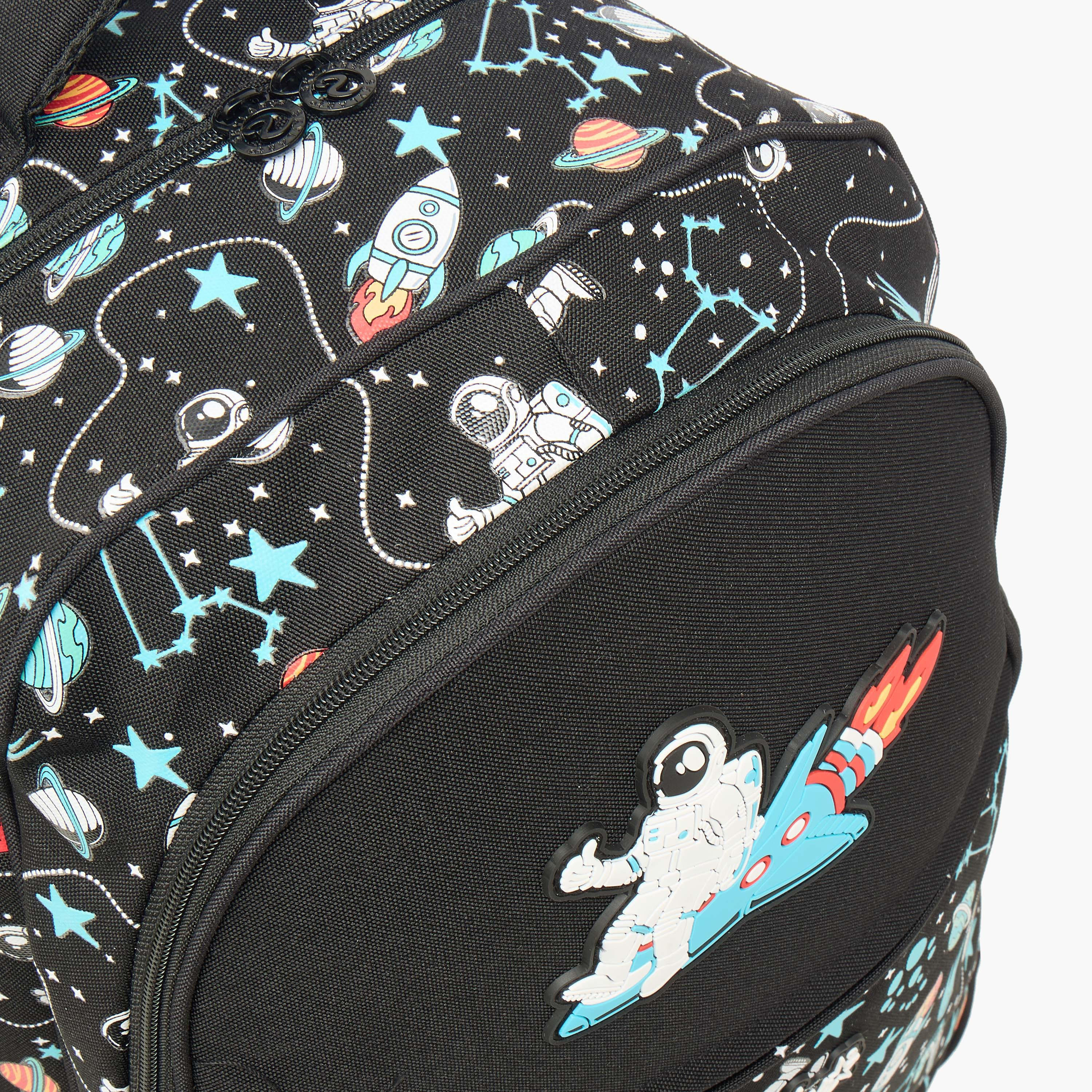 Skylar Astronaut Glow-in-the-Dark Print Trolley Backpack with Retractable Handle - 27x14x21 cms-school-bagsandbackpacks-trolleybags-image-10