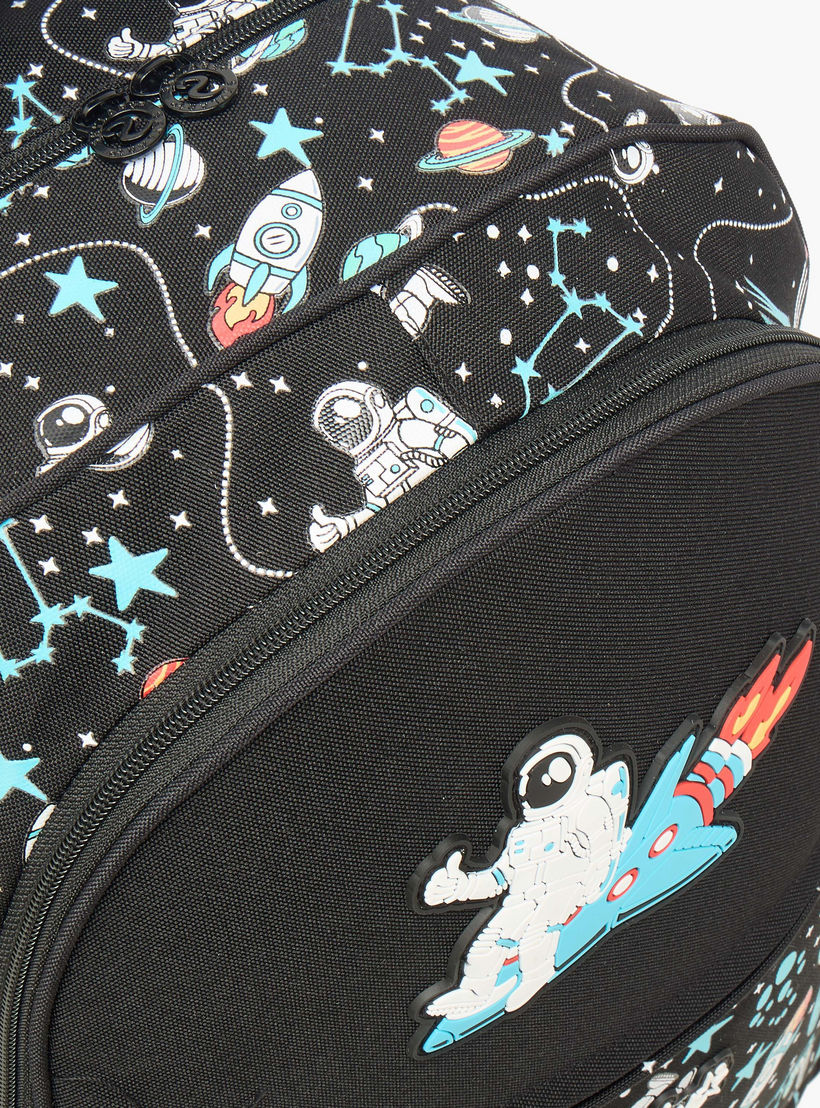 Skylar Astronaut Glow-in-the-Dark Print Trolley Backpack with Retractable Handle - 27x14x21 cms-school-bagsandbackpacks-trolleybags-image-10