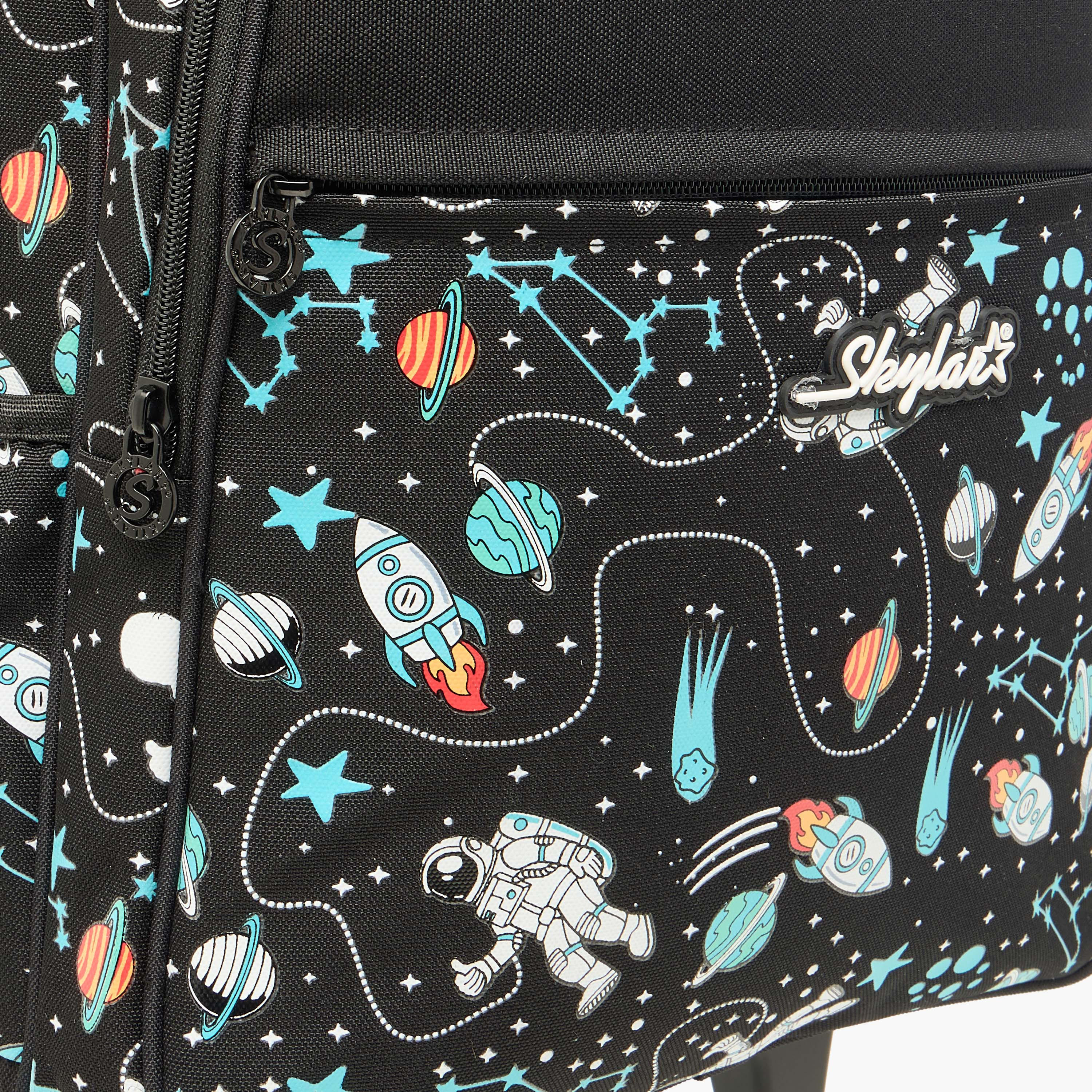 Skylar Astronaut Glow-in-the-Dark Print Trolley Backpack with Retractable Handle - 27x14x21 cms-school-bagsandbackpacks-trolleybags-image-11