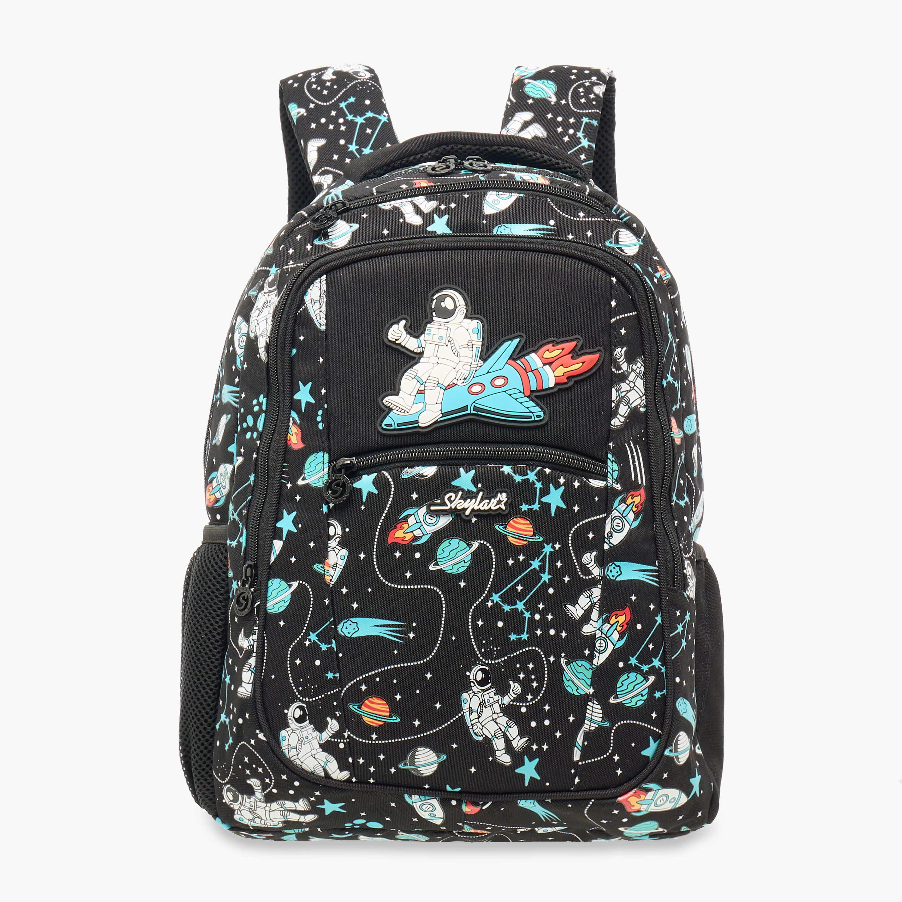 Skylar Astronaut Glow-in-the-Dark Print Backpack with Adjustable Straps and Zip Closure - 25x4x9 cms-school-bagsandbackpacks-backpacks-image-1