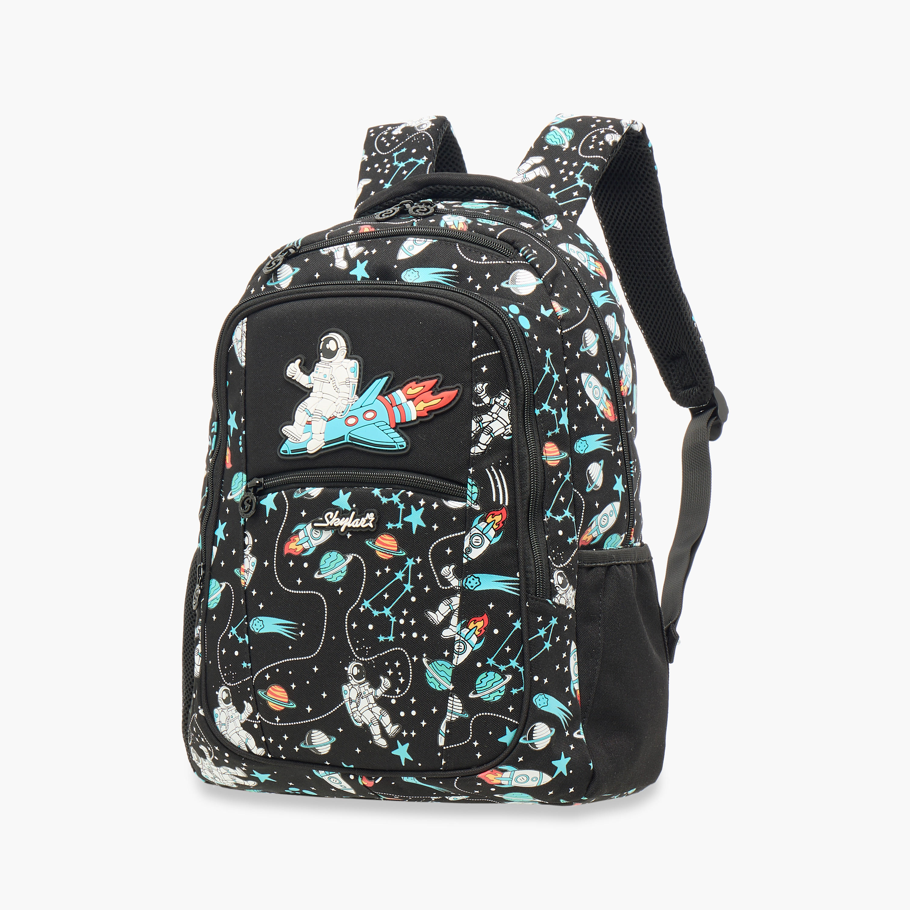 Skylar Astronaut Glow-in-the-Dark Print Backpack with Adjustable Straps and Zip Closure - 25x4x9 cms-school-bagsandbackpacks-backpacks-image-2