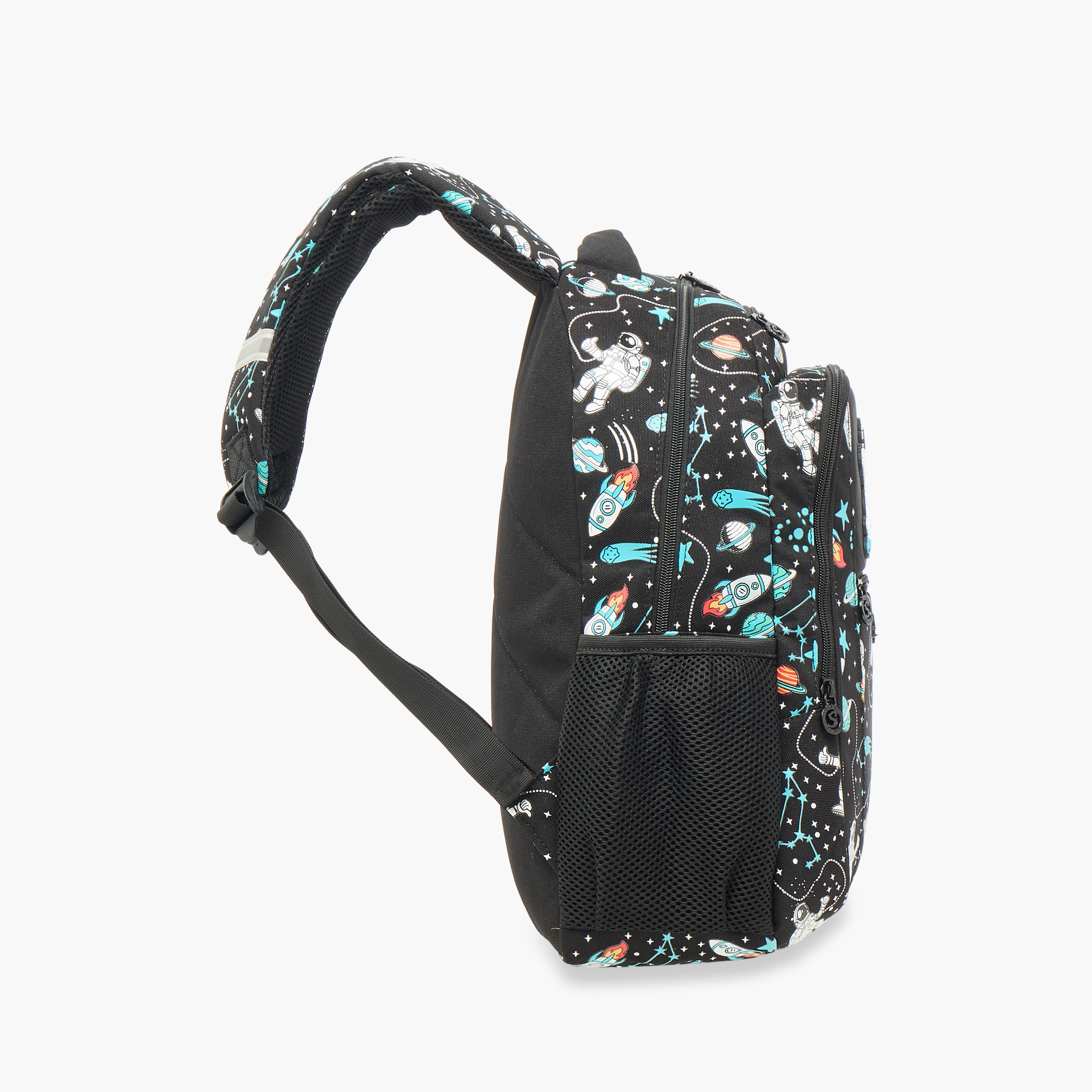 Skylar Astronaut Glow-in-the-Dark Print Backpack with Adjustable Straps and Zip Closure - 25x4x9 cms-school-bagsandbackpacks-backpacks-image-3