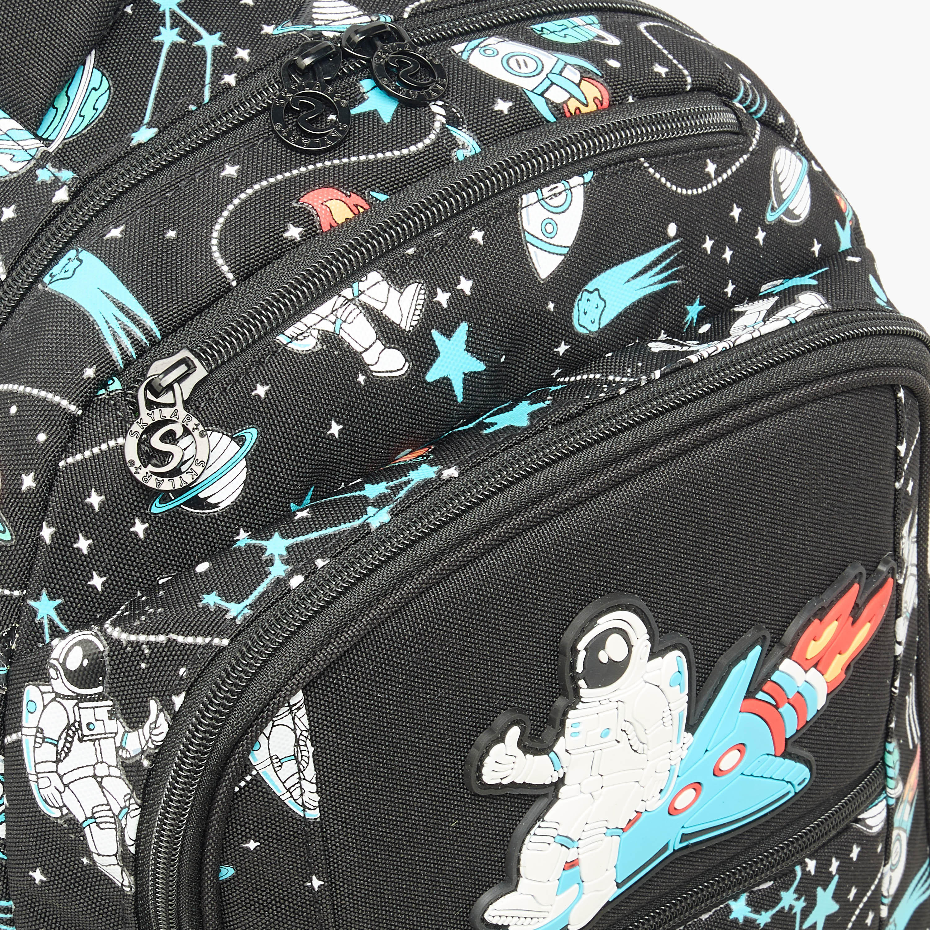 Skylar Astronaut Glow-in-the-Dark Print Backpack with Adjustable Straps and Zip Closure - 25x4x9 cms-school-bagsandbackpacks-backpacks-image-5