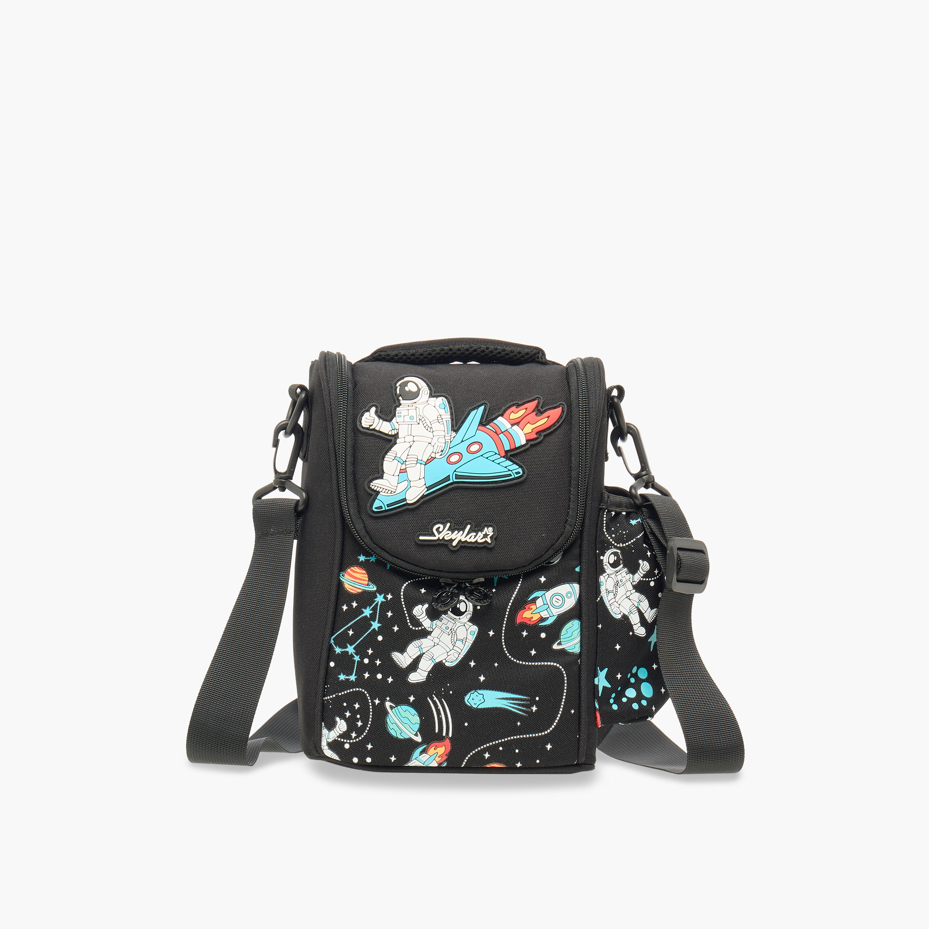 Skylar Astronaut Print Insulated Lunch Bag with Zip Closure-school-lunchessentials-lunchbags-image-1