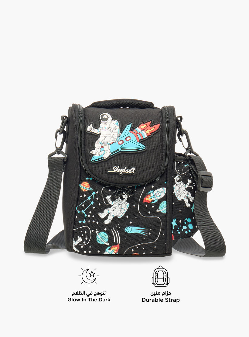 Skylar Astronaut Print Insulated Lunch Bag with Zip Closure-school-lunchessentials-lunchbags-image-4