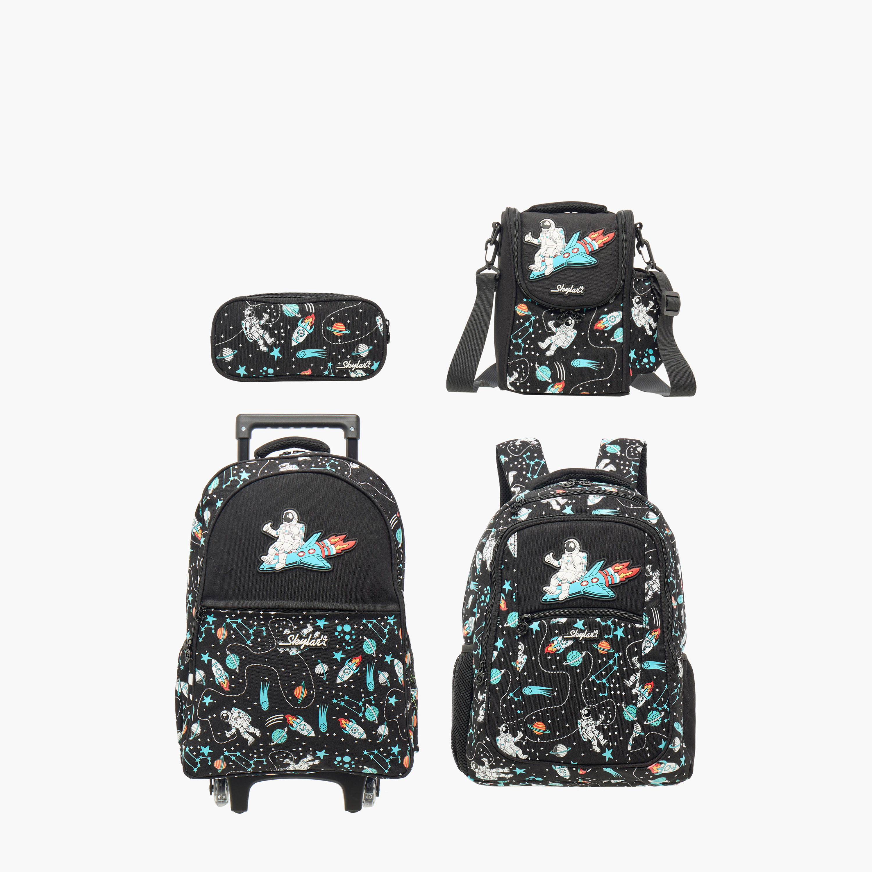 Skylar Astronaut Print Insulated Lunch Bag with Zip Closure-school-lunchessentials-lunchbags-image-8