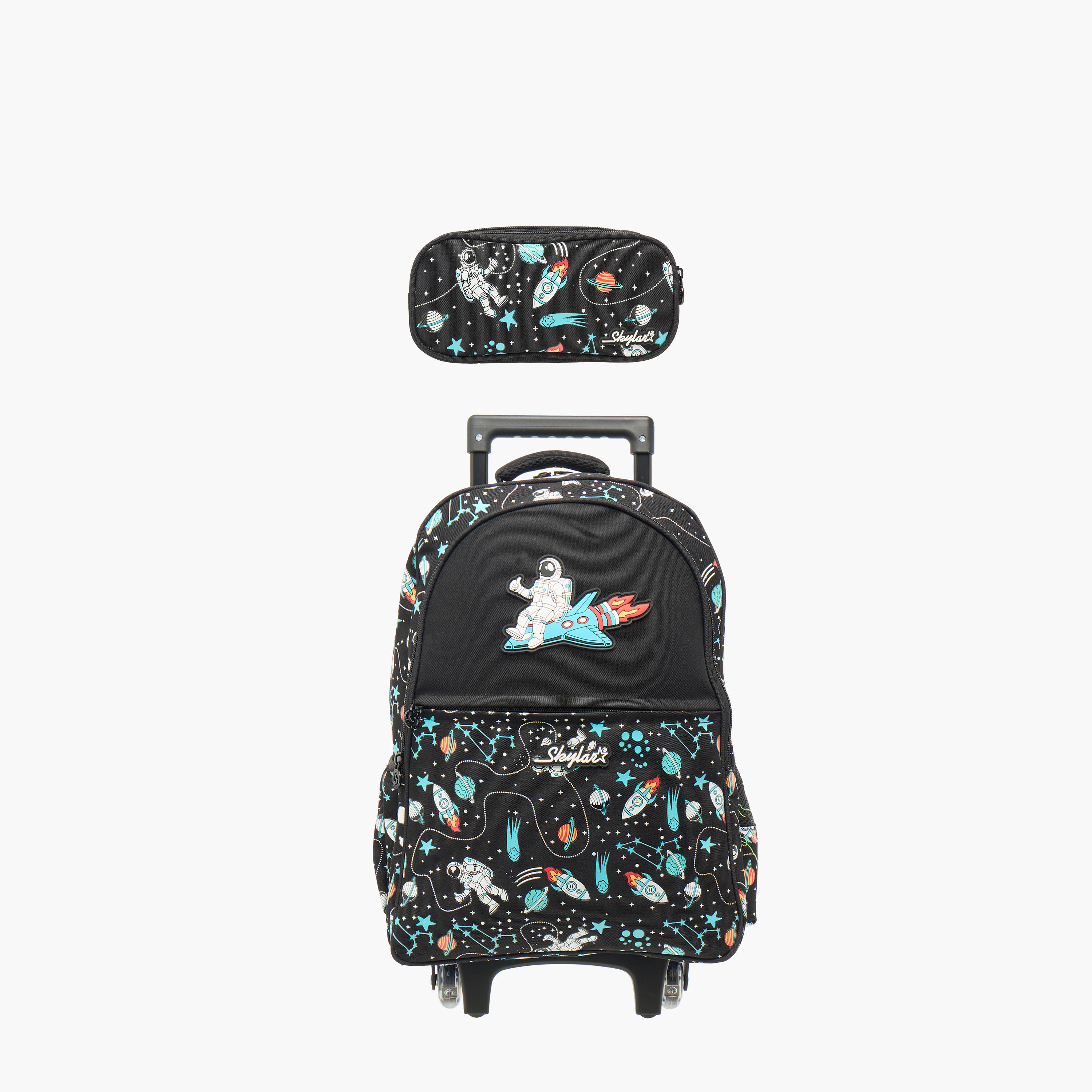 Skylar Astronaut Glow-in-the-Dark Print 2-Compartment Pencil Pouch with Zip Closure-school-stationery-pencilcases-image-6