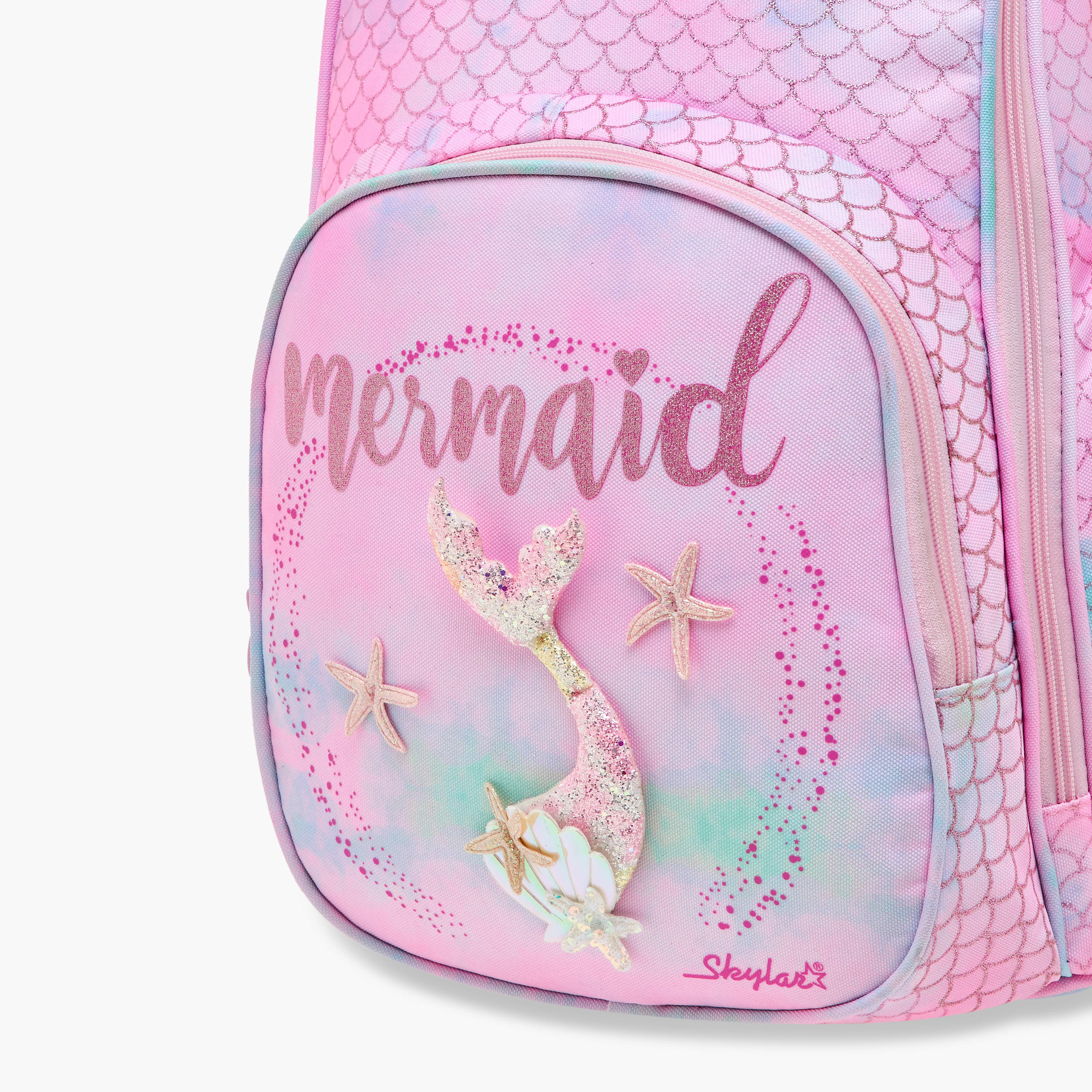 Skylar Mermaid Print Backpack with Adjustable Shoulder Straps and Zip Closure-school-bagsandbackpacks-backpacks-image-5