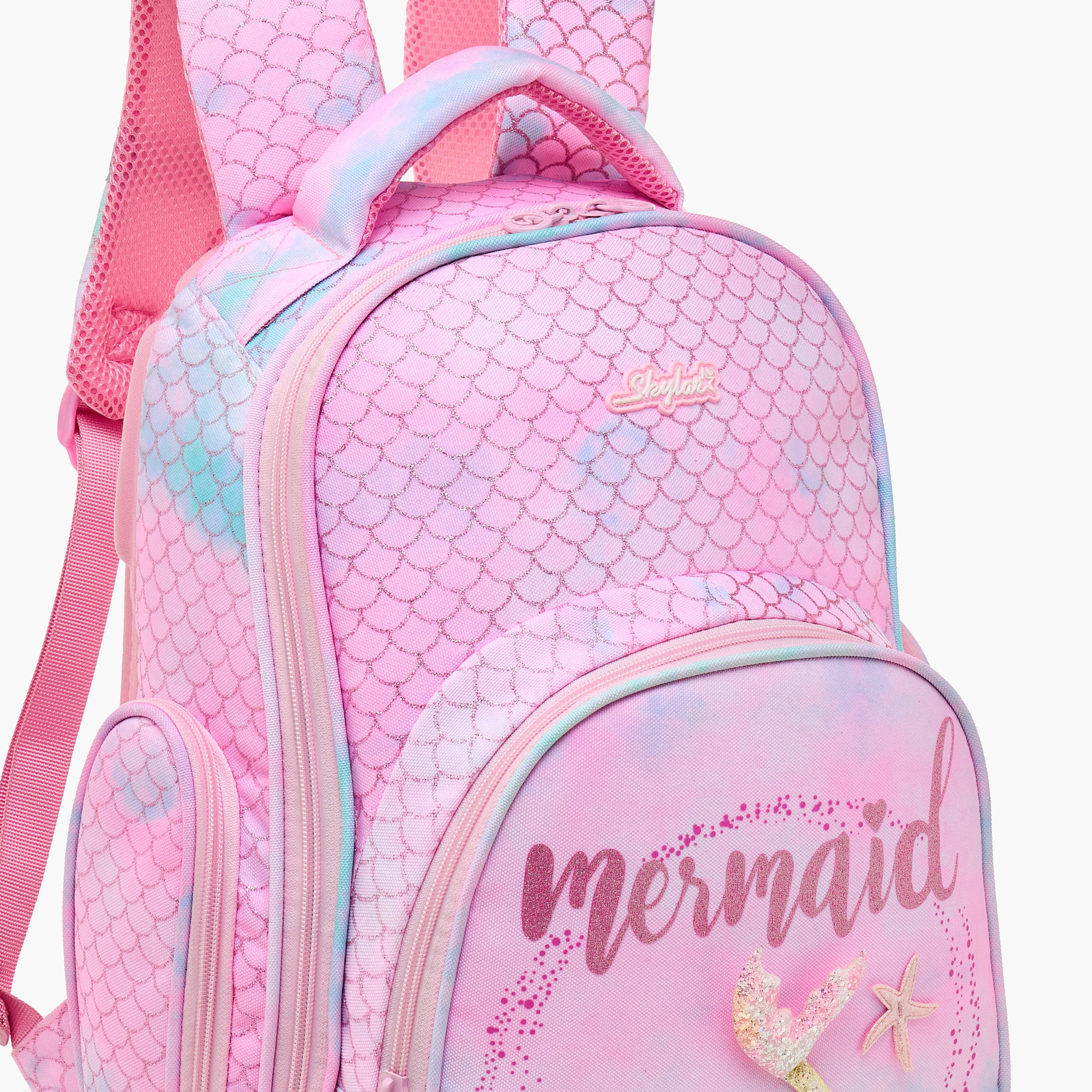 Skylar Mermaid Print Backpack with Adjustable Shoulder Straps and Zip Closure-school-bagsandbackpacks-backpacks-image-7