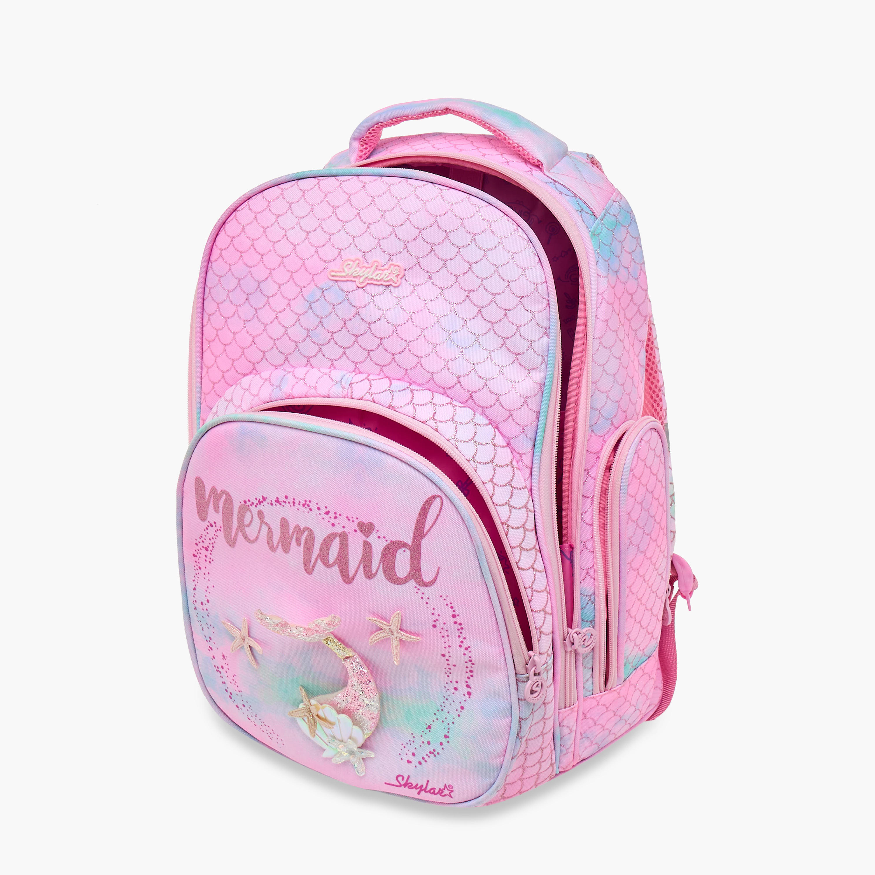 Skylar Mermaid Print Backpack with Adjustable Shoulder Straps and Zip Closure-school-bagsandbackpacks-backpacks-image-8