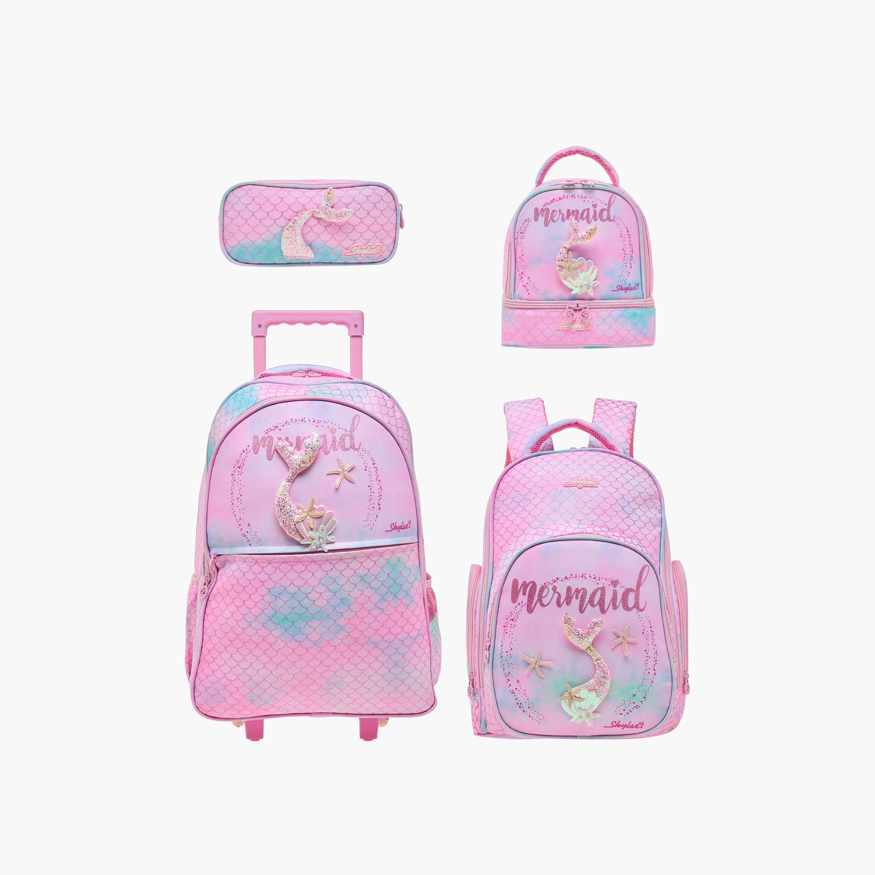 Skylar Mermaid Print Backpack with Adjustable Shoulder Straps and Zip Closure-school-bagsandbackpacks-backpacks-image-9