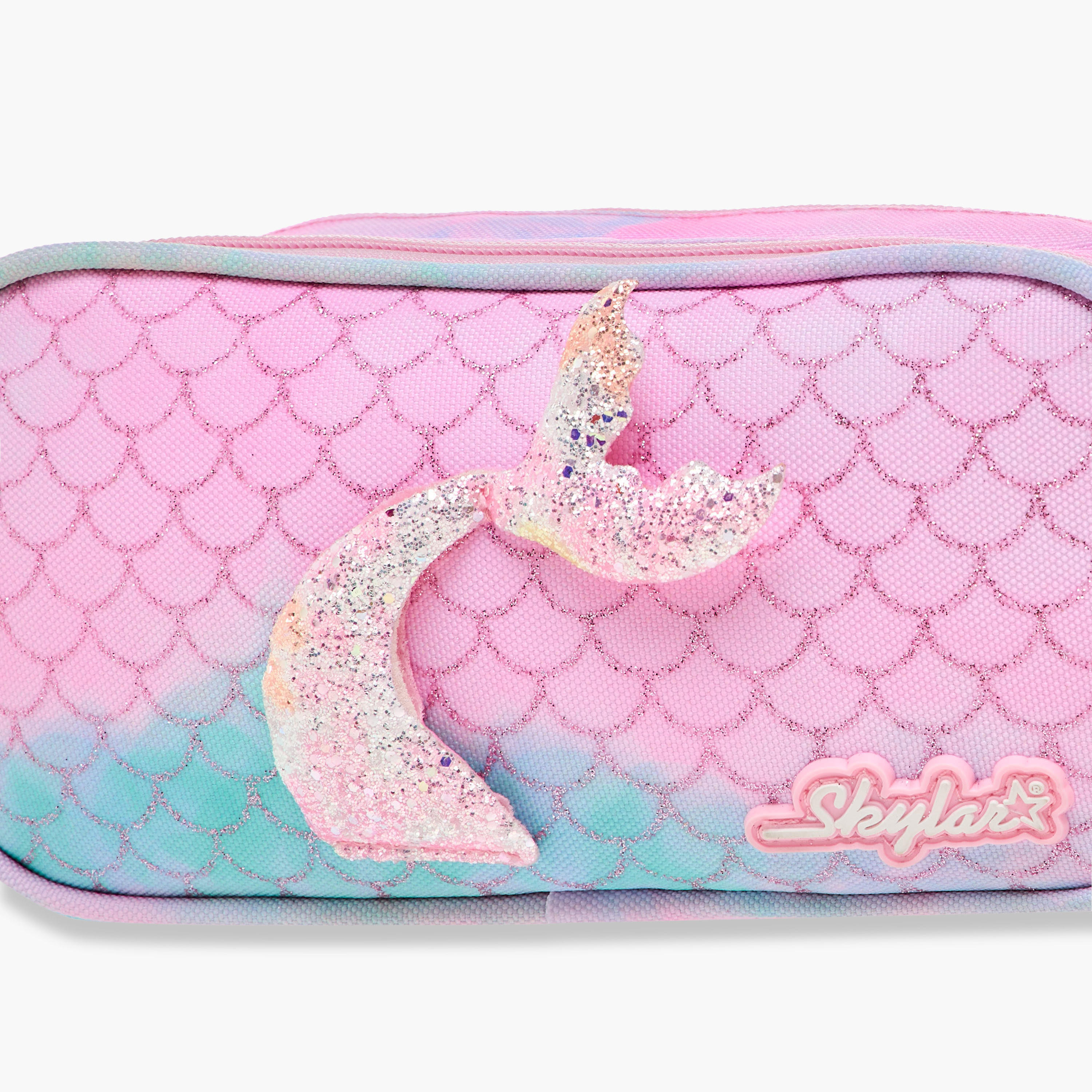 Skylar Mermaid Print Pencil Pouch with Zip Closure-school-stationery-pencilcases-image-4