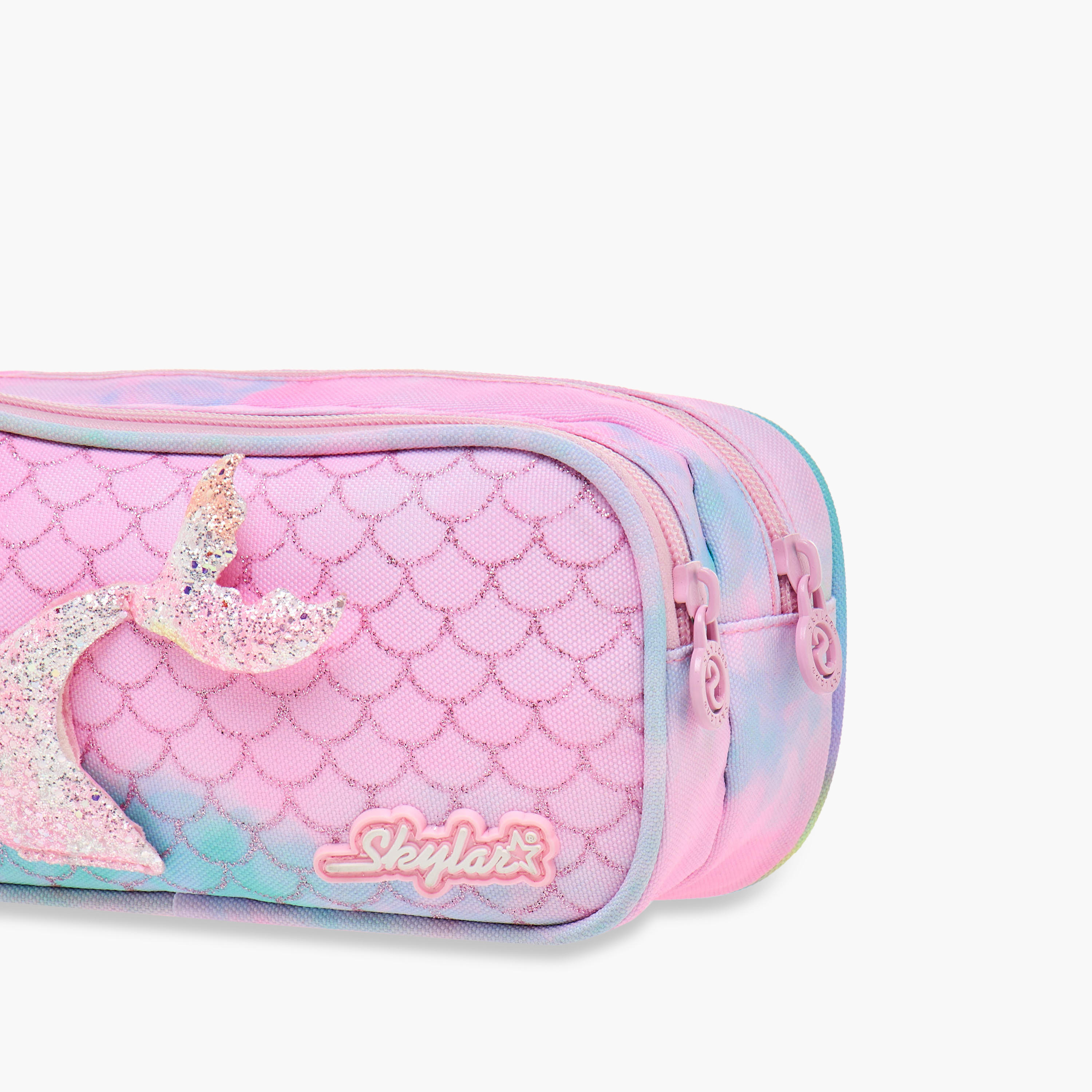 Skylar Mermaid Print Pencil Pouch with Zip Closure-school-stationery-pencilcases-image-5