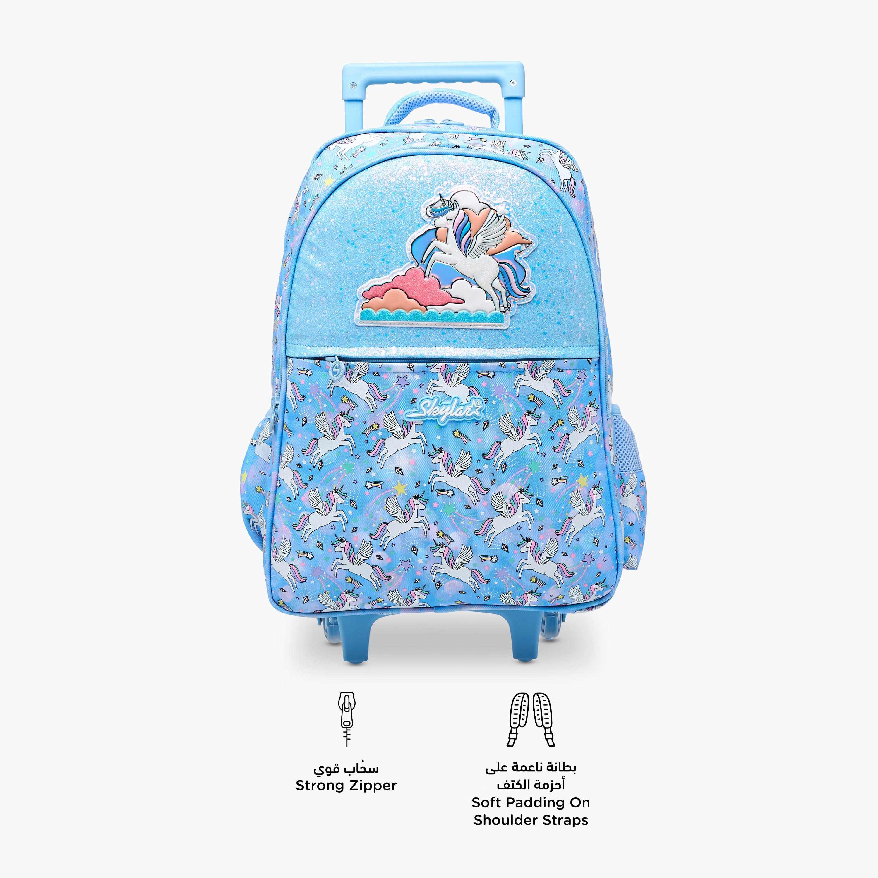 شنطة ترولي للبنات 5-8 سنوات بأحزمة كتف مبطّنة وتصميم يونيكورن من سكايلر-school-bagsandbackpacks-trolleybags-image-4