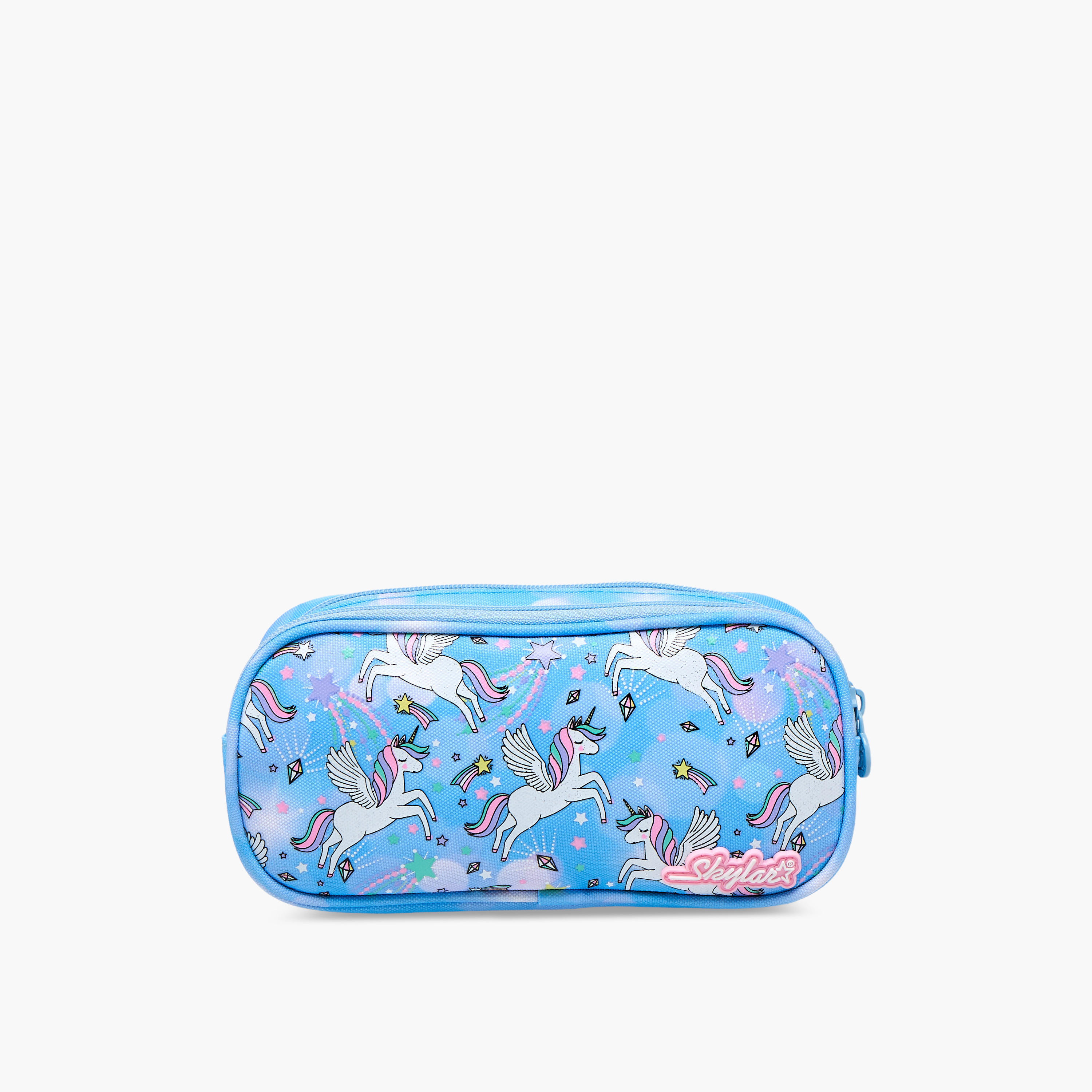 Skylar Unicorn Print Pencil Pouch with Zip Closure-school-stationery-pencilcases-image-1