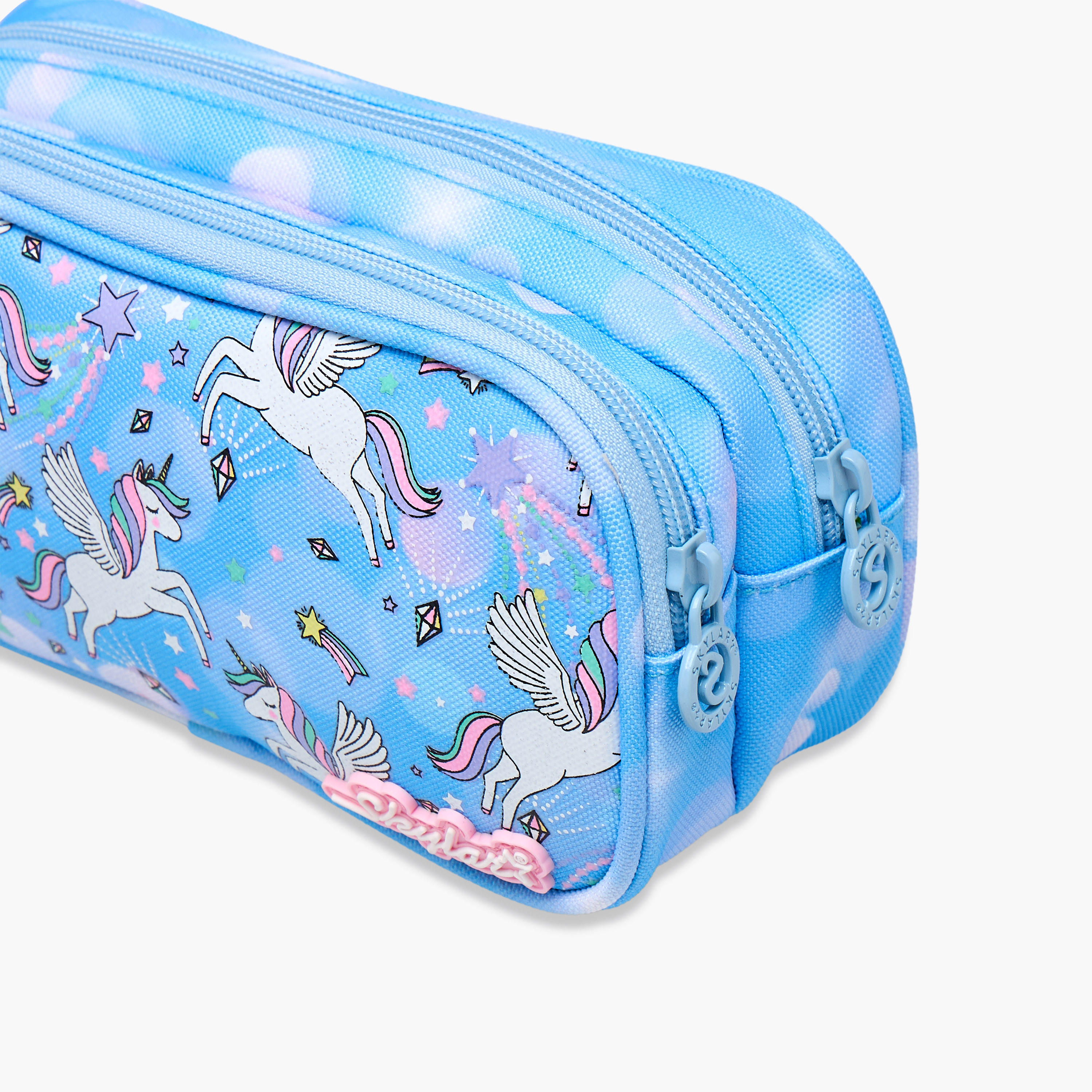 Skylar Unicorn Print Pencil Pouch with Zip Closure-school-stationery-pencilcases-image-3