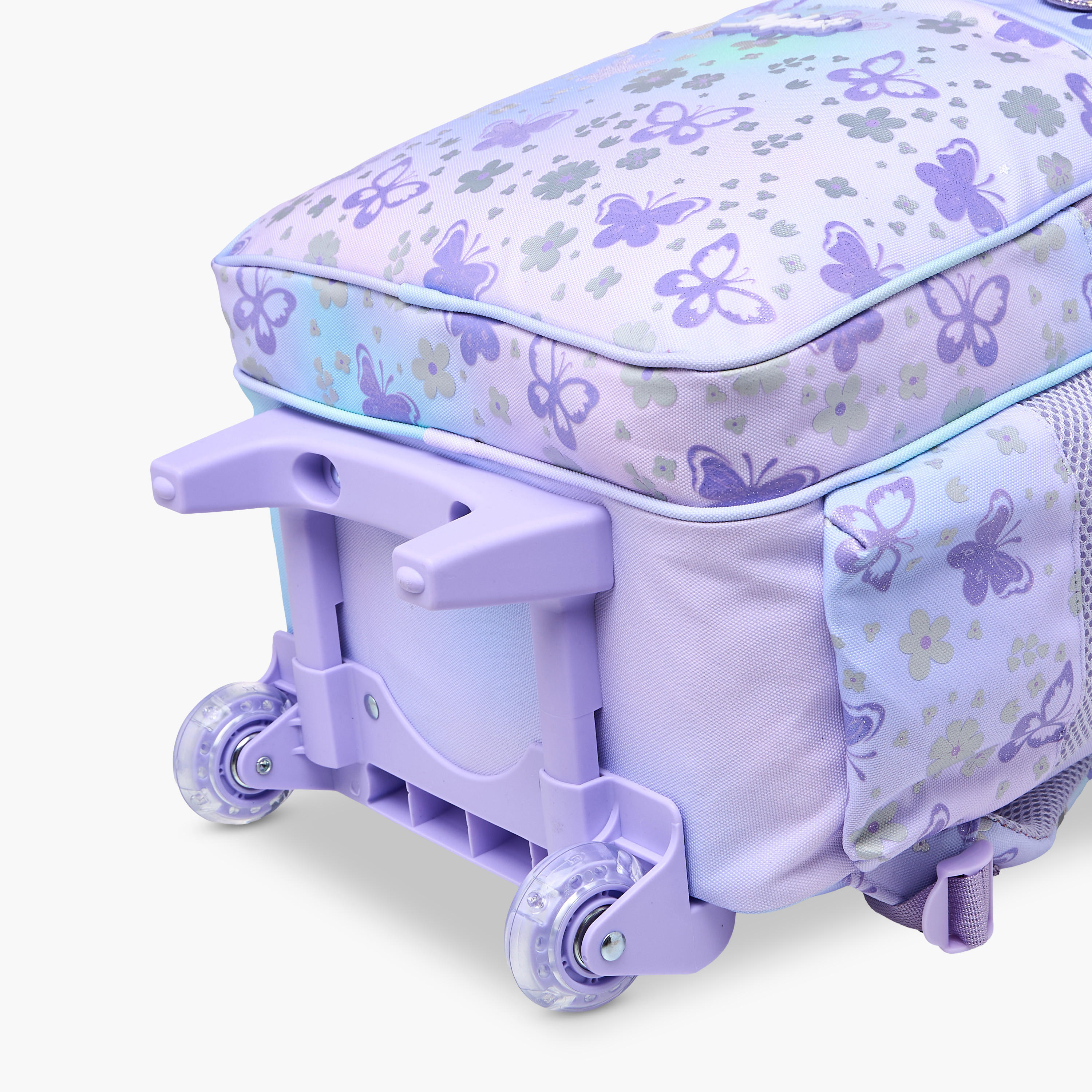 شنطة ترولي للبنات 5-8 سنوات بأحزمة كتف مبطّنة وتصميم فراشة من سكايلر-school-bagsandbackpacks-trolleybags-image-15