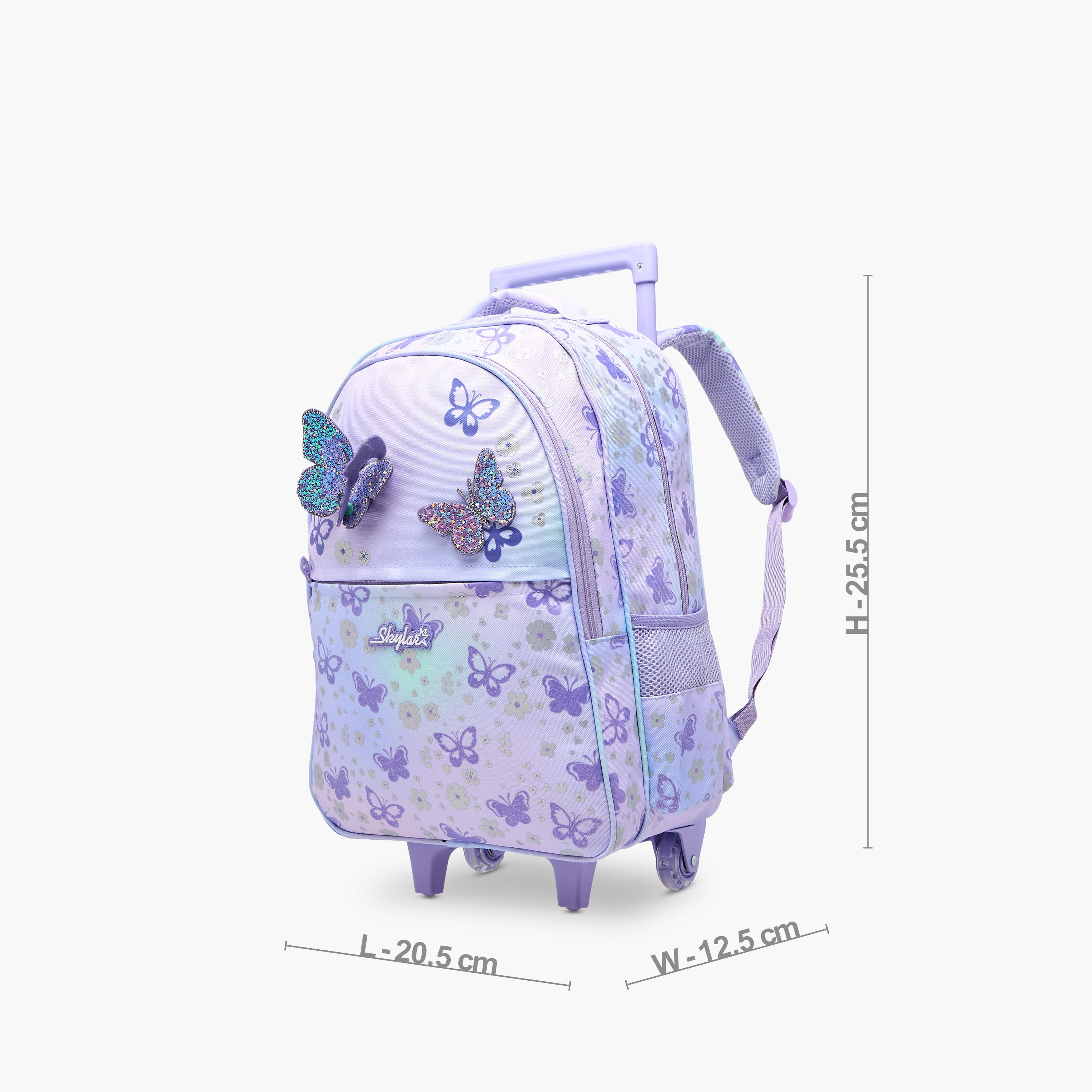 شنطة ترولي للبنات 5-8 سنوات بأحزمة كتف مبطّنة وتصميم فراشة من سكايلر-school-bagsandbackpacks-trolleybags-image-2
