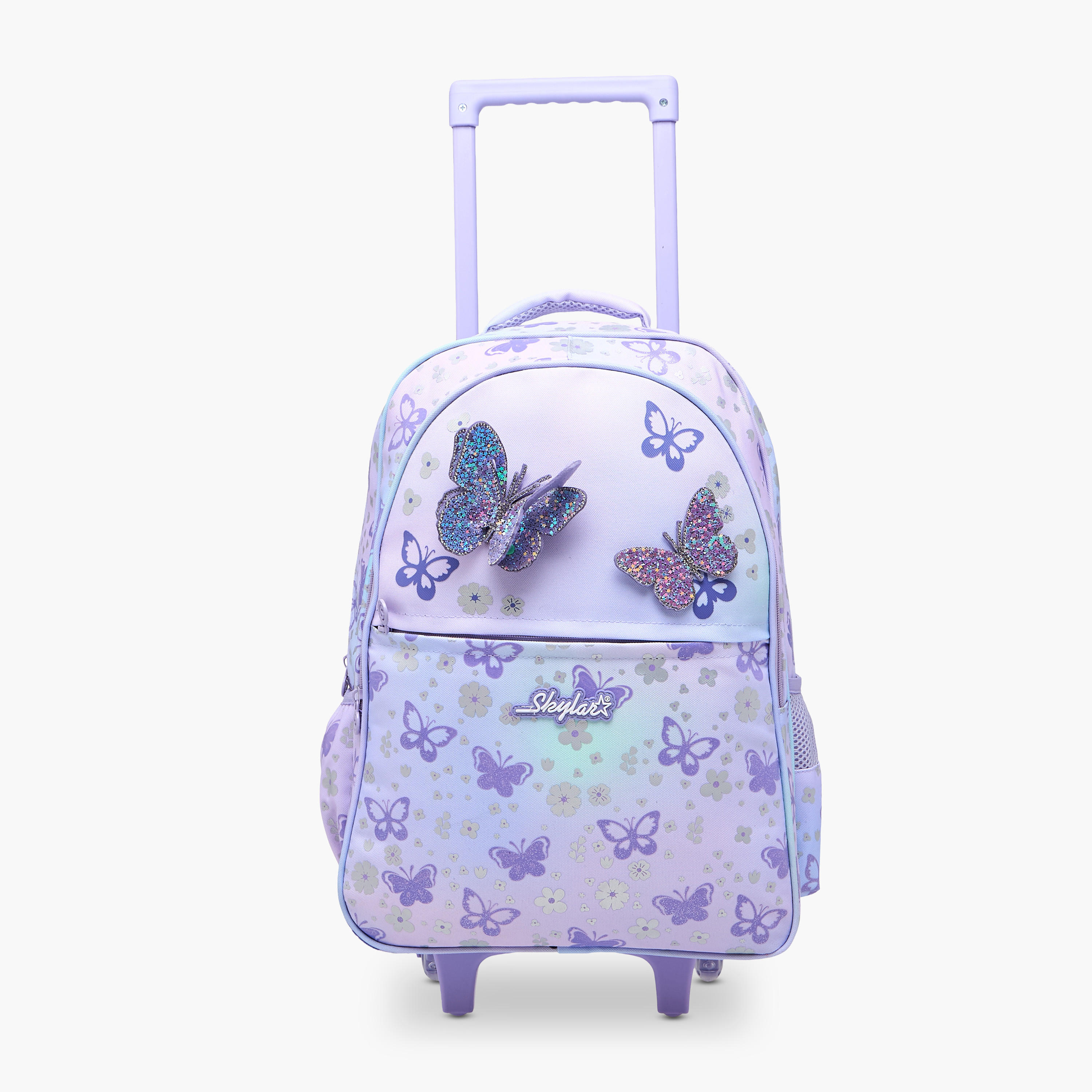 شنطة ترولي للبنات 5-8 سنوات بأحزمة كتف مبطّنة وتصميم فراشة من سكايلر-school-bagsandbackpacks-trolleybags-image-7