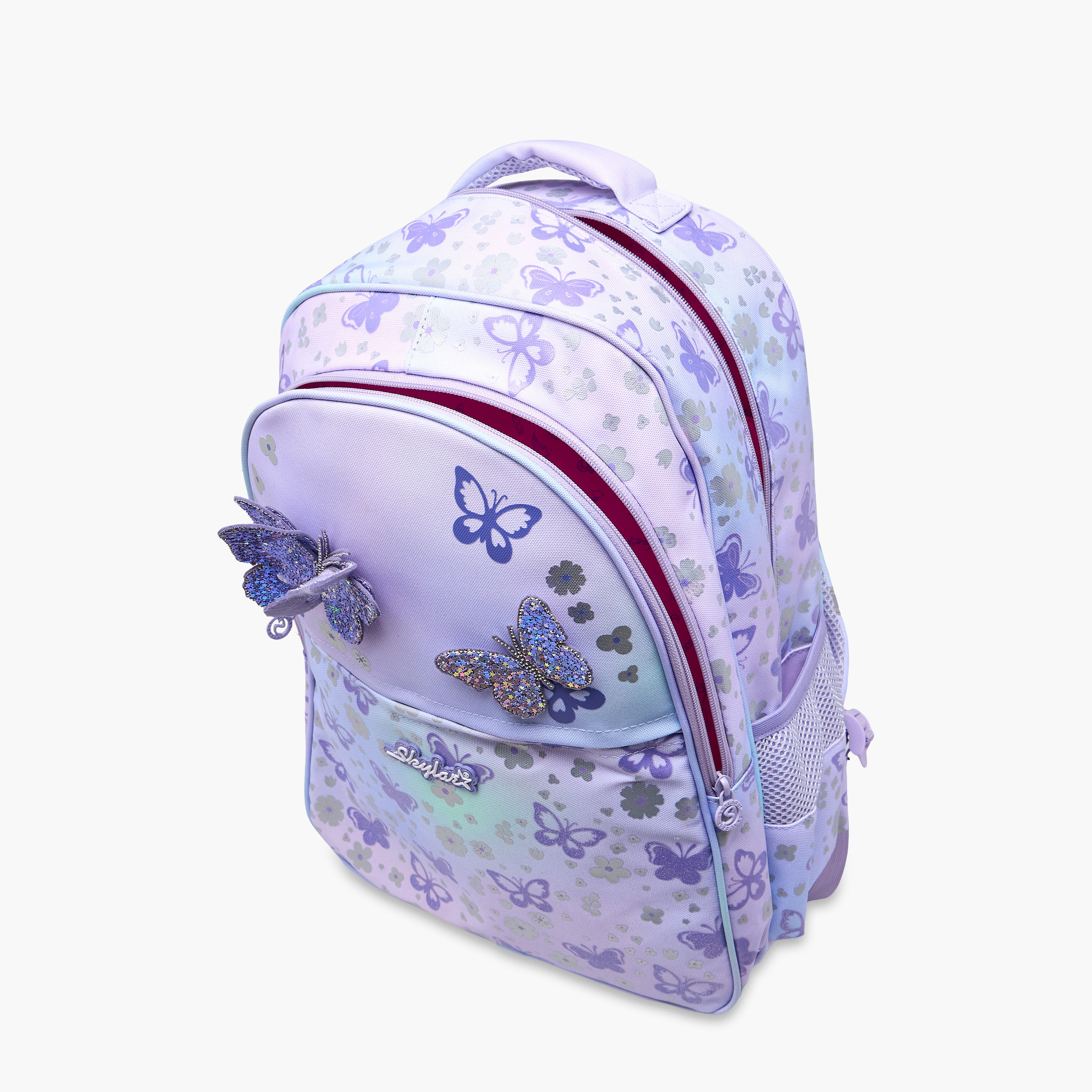 شنطة ترولي للبنات 5-8 سنوات بأحزمة كتف مبطّنة وتصميم فراشة من سكايلر-school-bagsandbackpacks-trolleybags-image-8