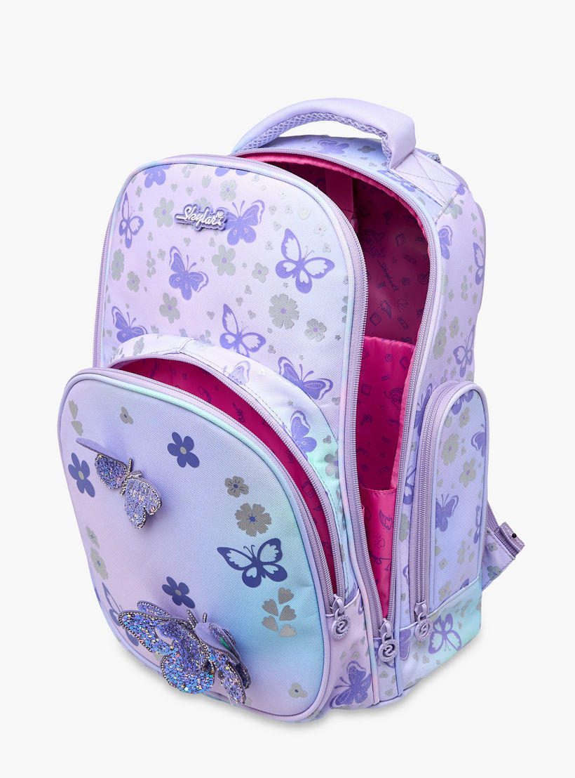 شنطة ظهر بأحزمة قابلة للتعديل وسحاب إغلاق وطبعات فراشات من سكايلار - 8x10x21 سم-school-bagsandbackpacks-backpacks-image-7