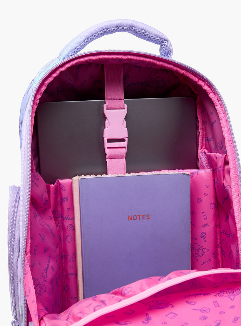 شنطة ظهر بأحزمة قابلة للتعديل وسحاب إغلاق وطبعات فراشات من سكايلار - 8x10x21 سم-school-bagsandbackpacks-backpacks-image-8