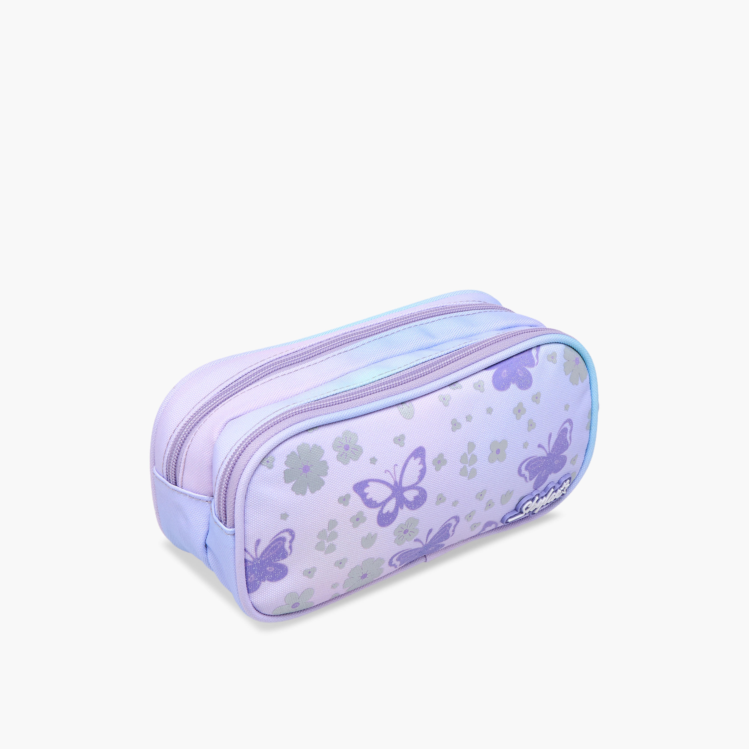 Skylar Butterfly Print Pencil Pouch with Zip Closure-school-stationery-pencilcases-image-2
