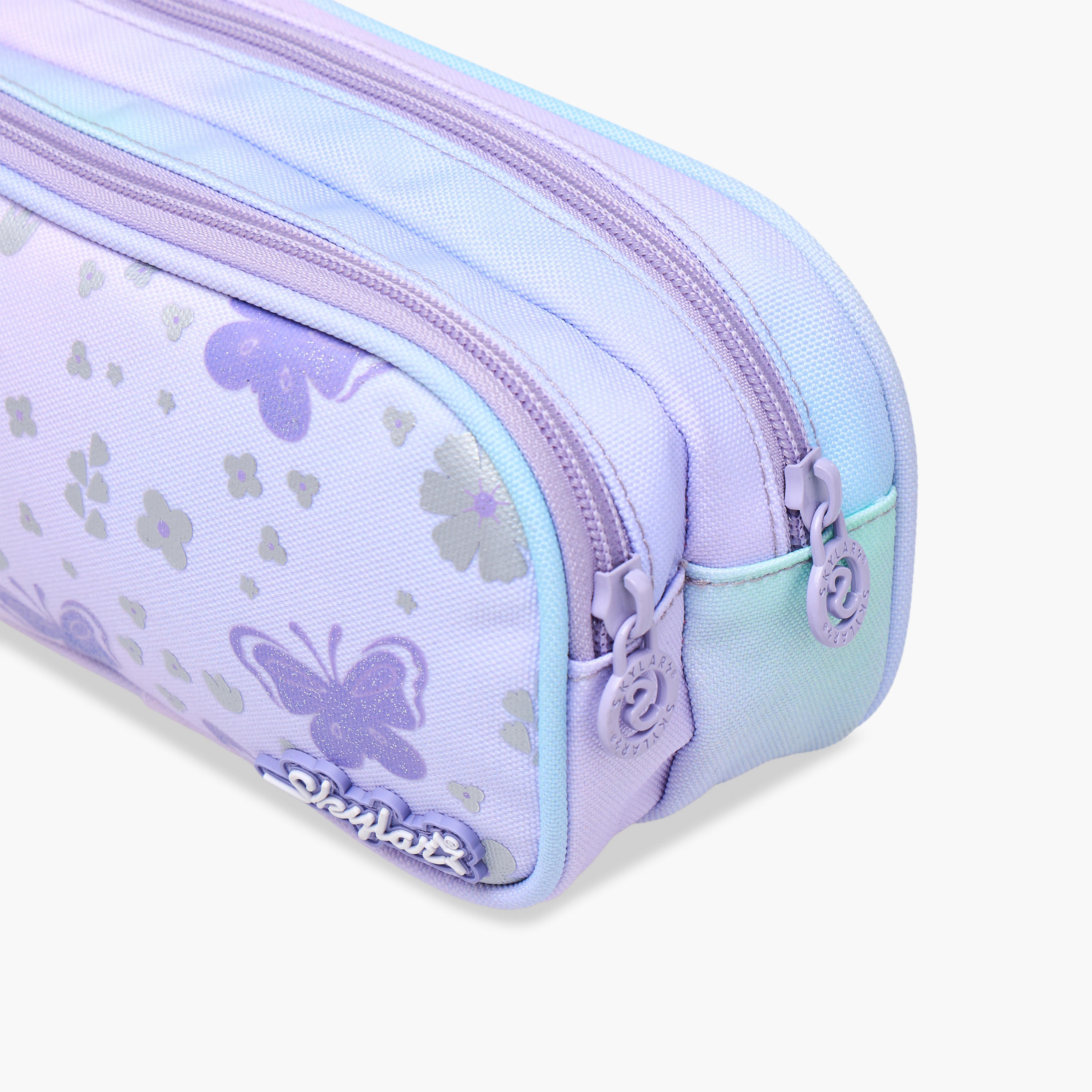 Skylar Butterfly Print Pencil Pouch with Zip Closure-school-stationery-pencilcases-image-3