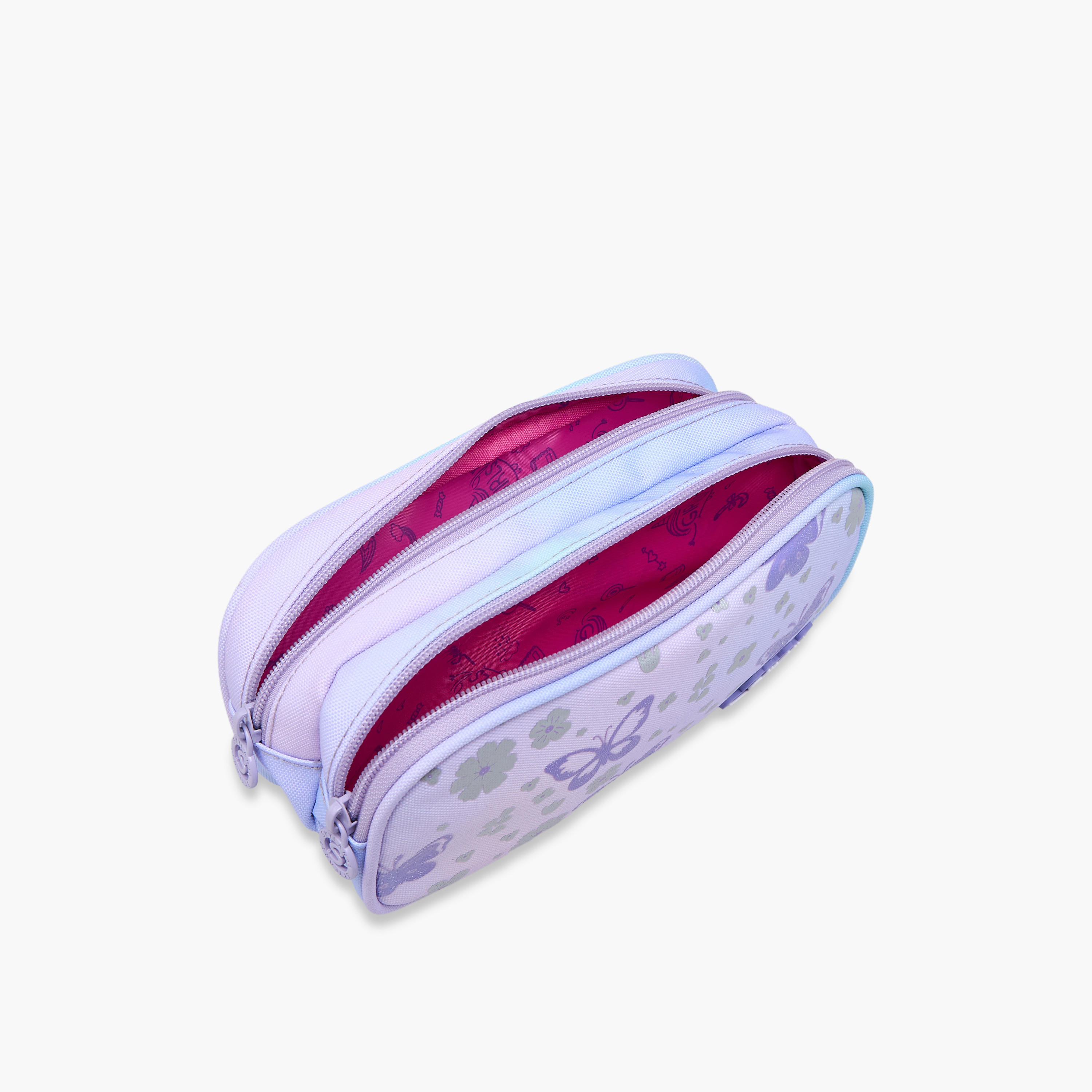 Skylar Butterfly Print Pencil Pouch with Zip Closure-school-stationery-pencilcases-image-5