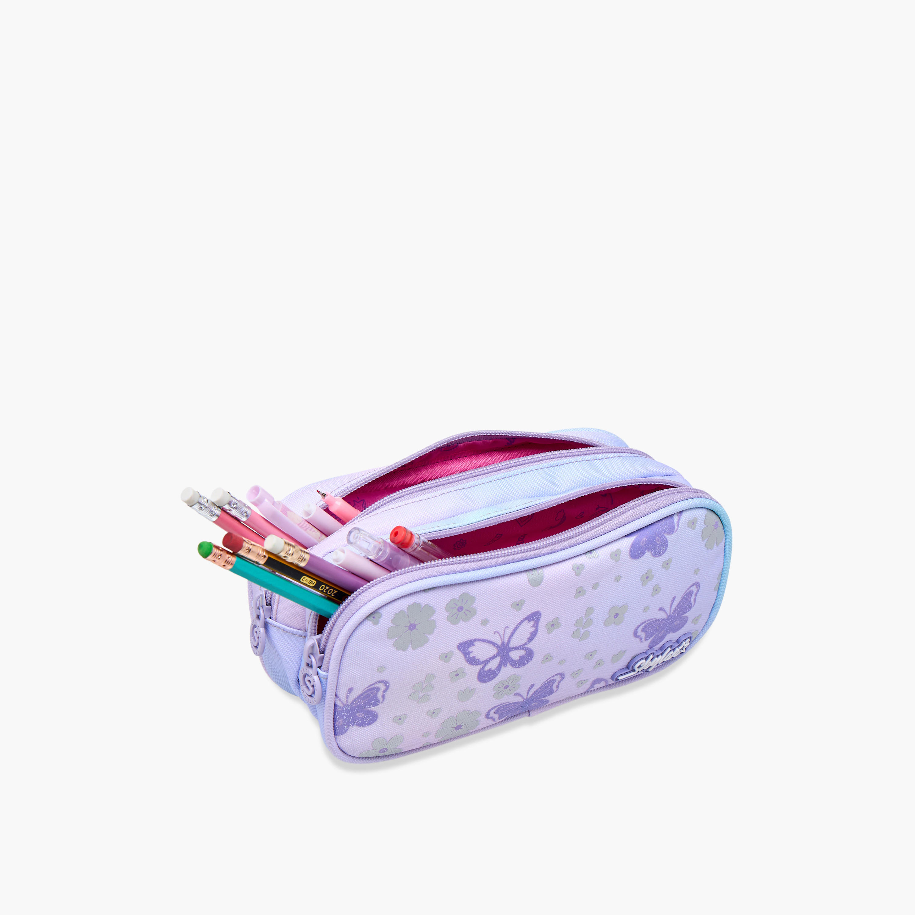 Skylar Butterfly Print Pencil Pouch with Zip Closure-school-stationery-pencilcases-image-6