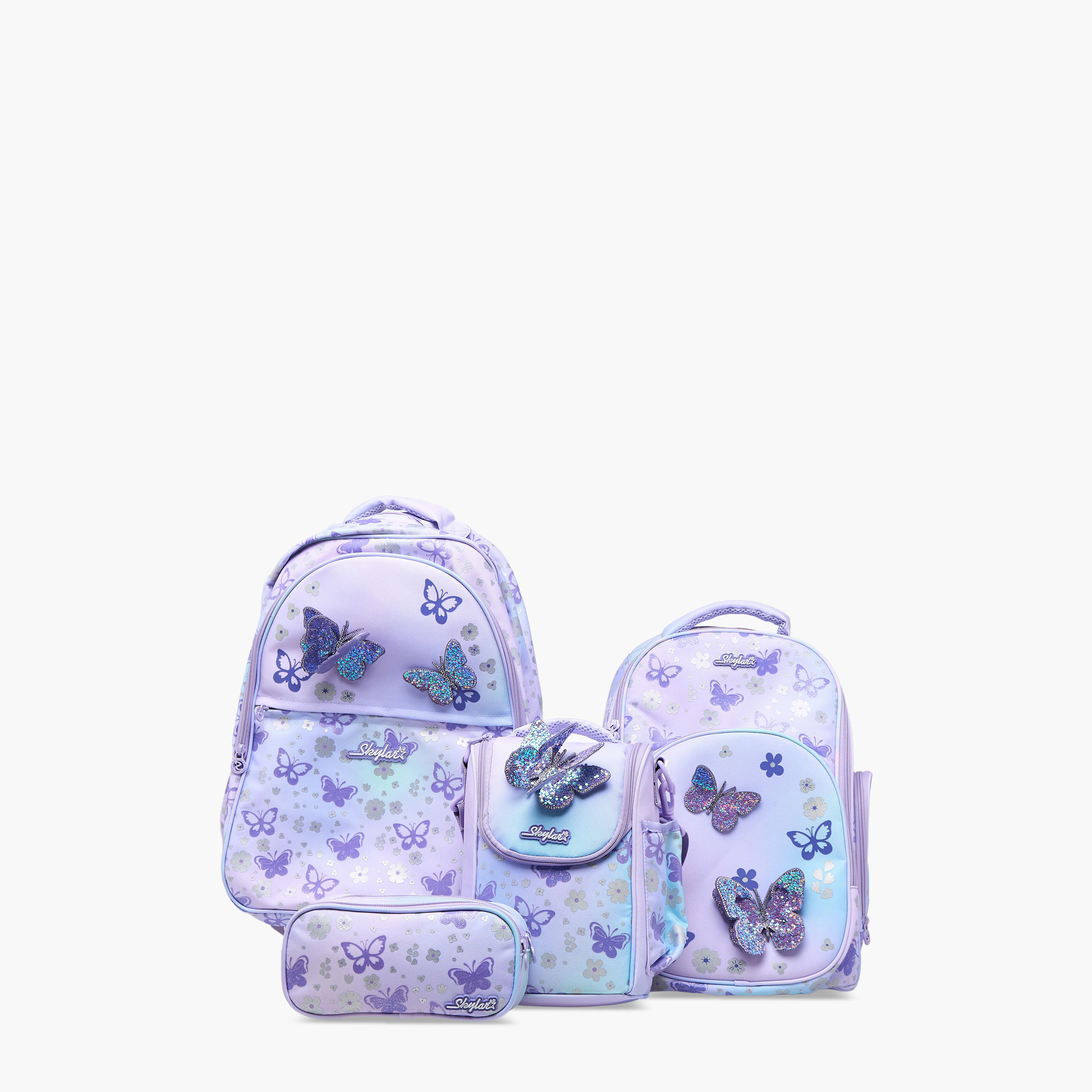 Skylar Butterfly Print Pencil Pouch with Zip Closure-school-stationery-pencilcases-image-7