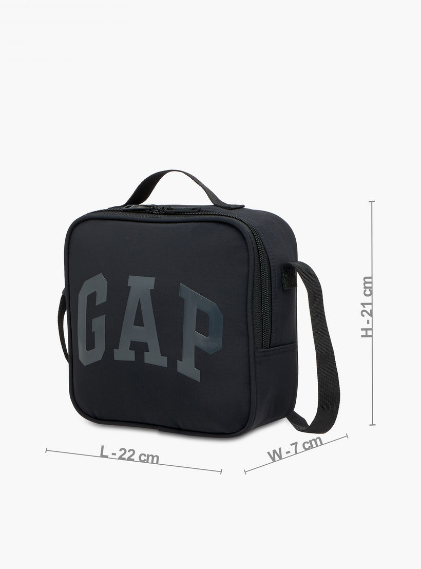GAP Logo Print Lunch Bag with Adjustable Strap and Zip Closure-school-lunchessentials-lunchbags-image-2